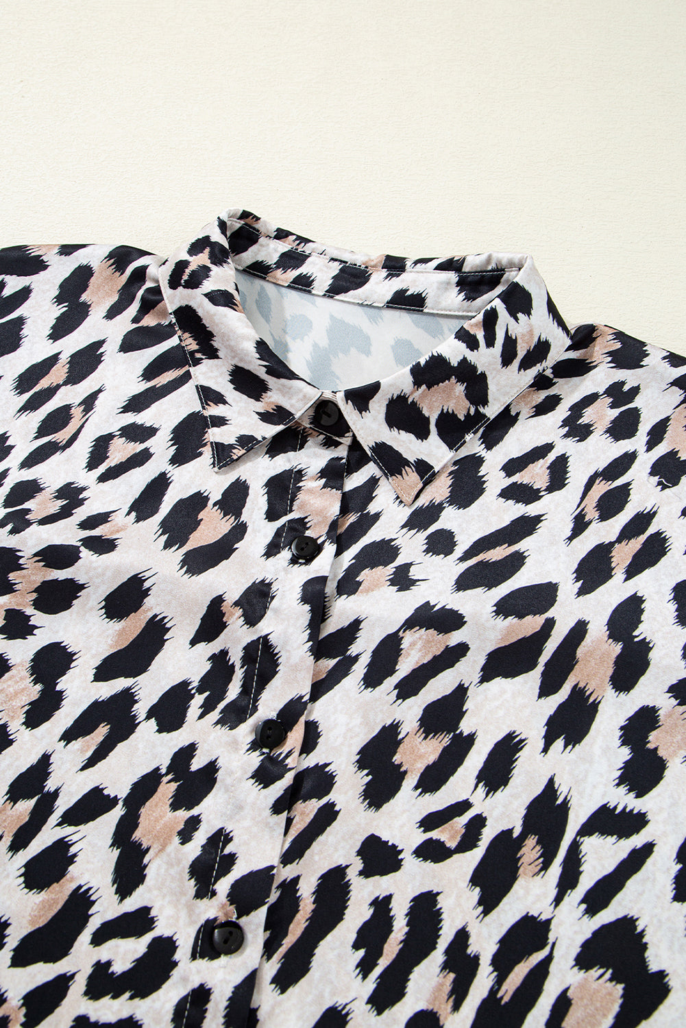 Leopard 3/4 Sleeve Buttoned Shirt