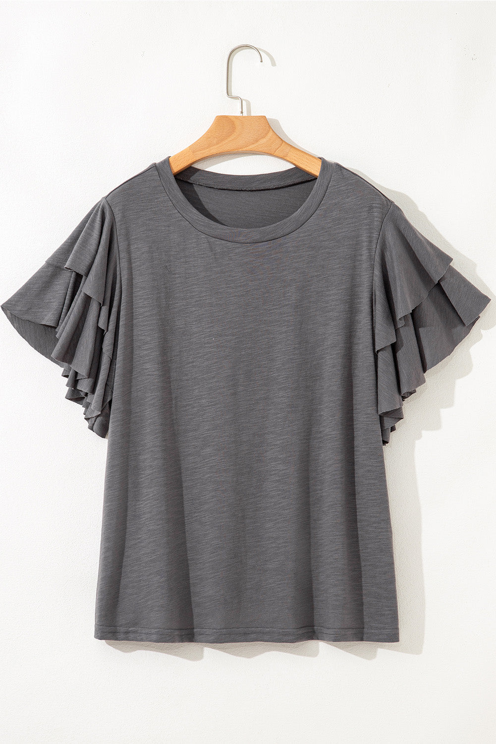 Plus Size Double Ruffle Short Sleeve Top