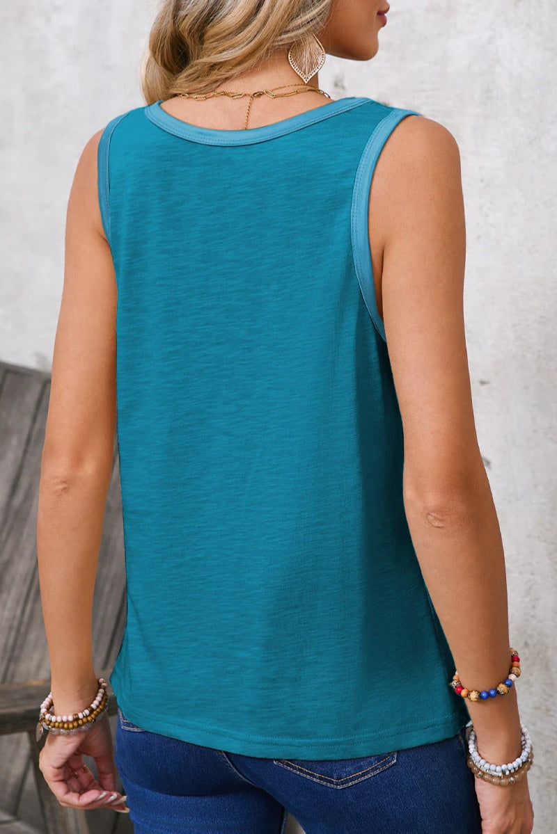 Metallic Contrast Trim Tank Top