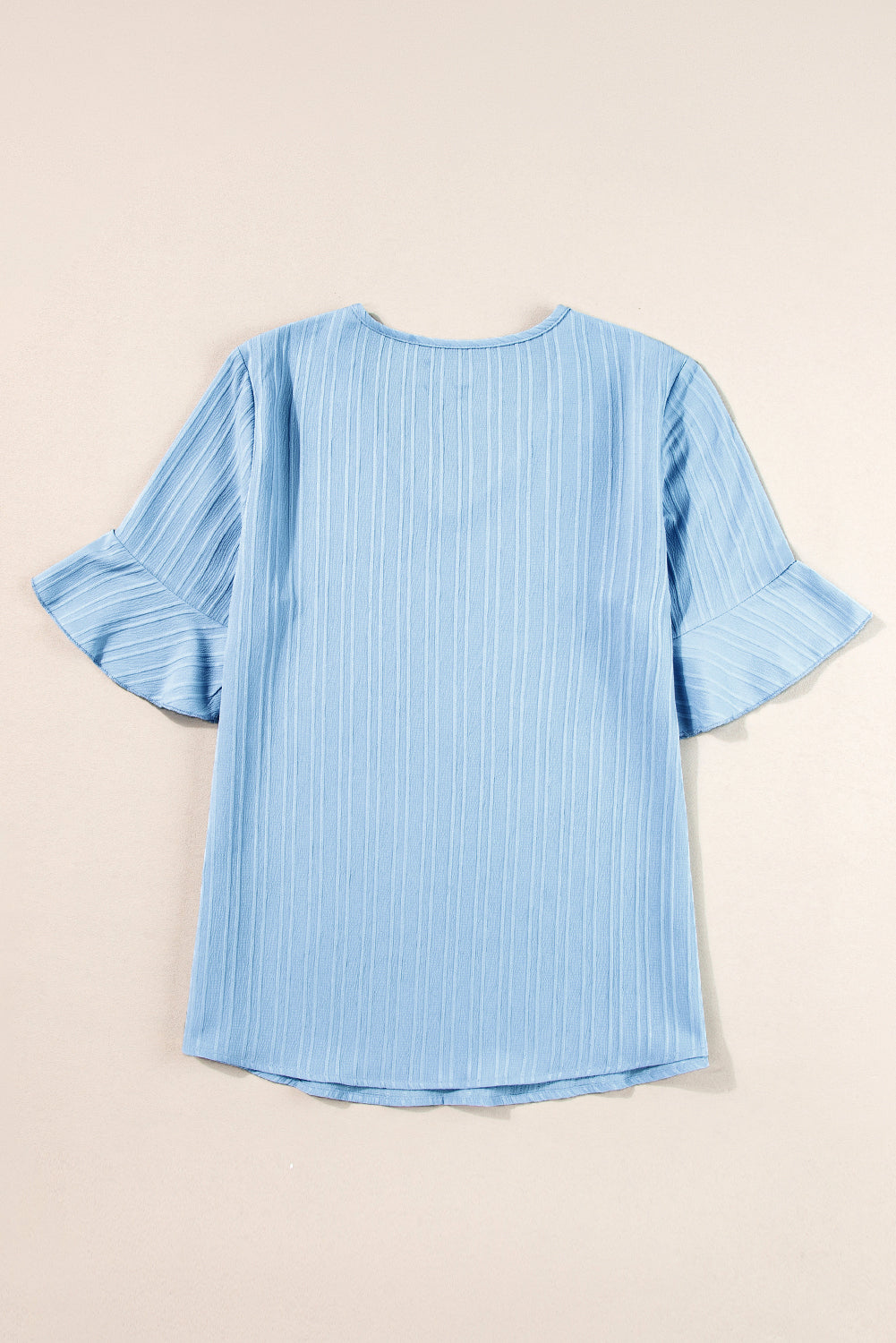 Textured Ruffle Sleeve V-Neck Top