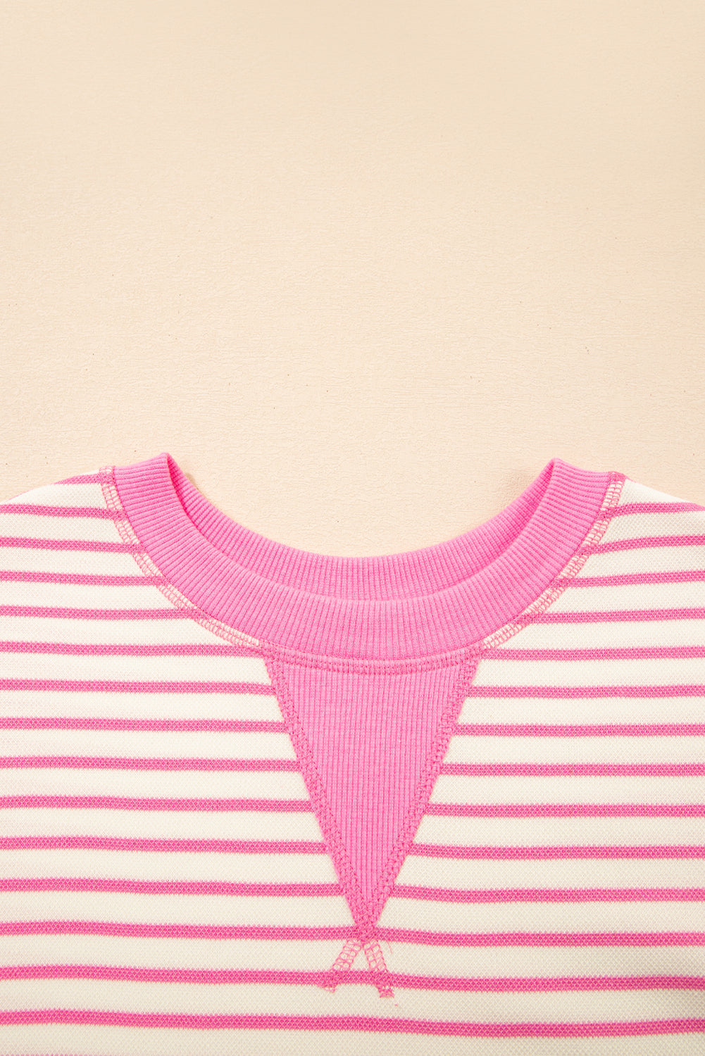Stripe Contrast Trim Ruffle Sleeve Top