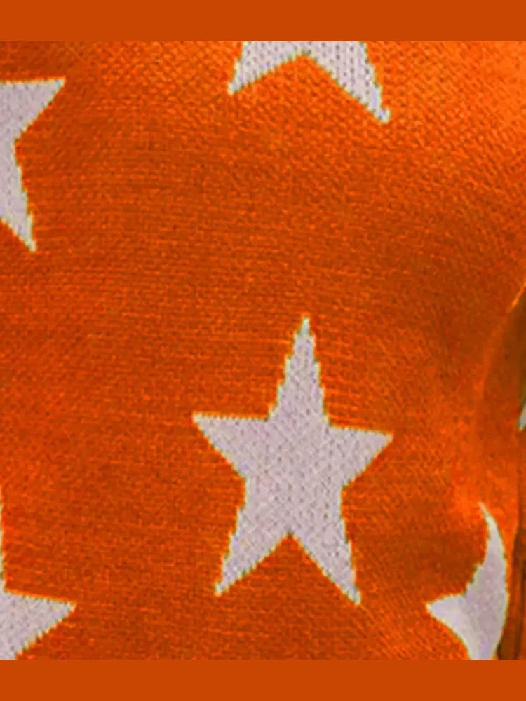 Women Star Pattern Round Neck Sweater