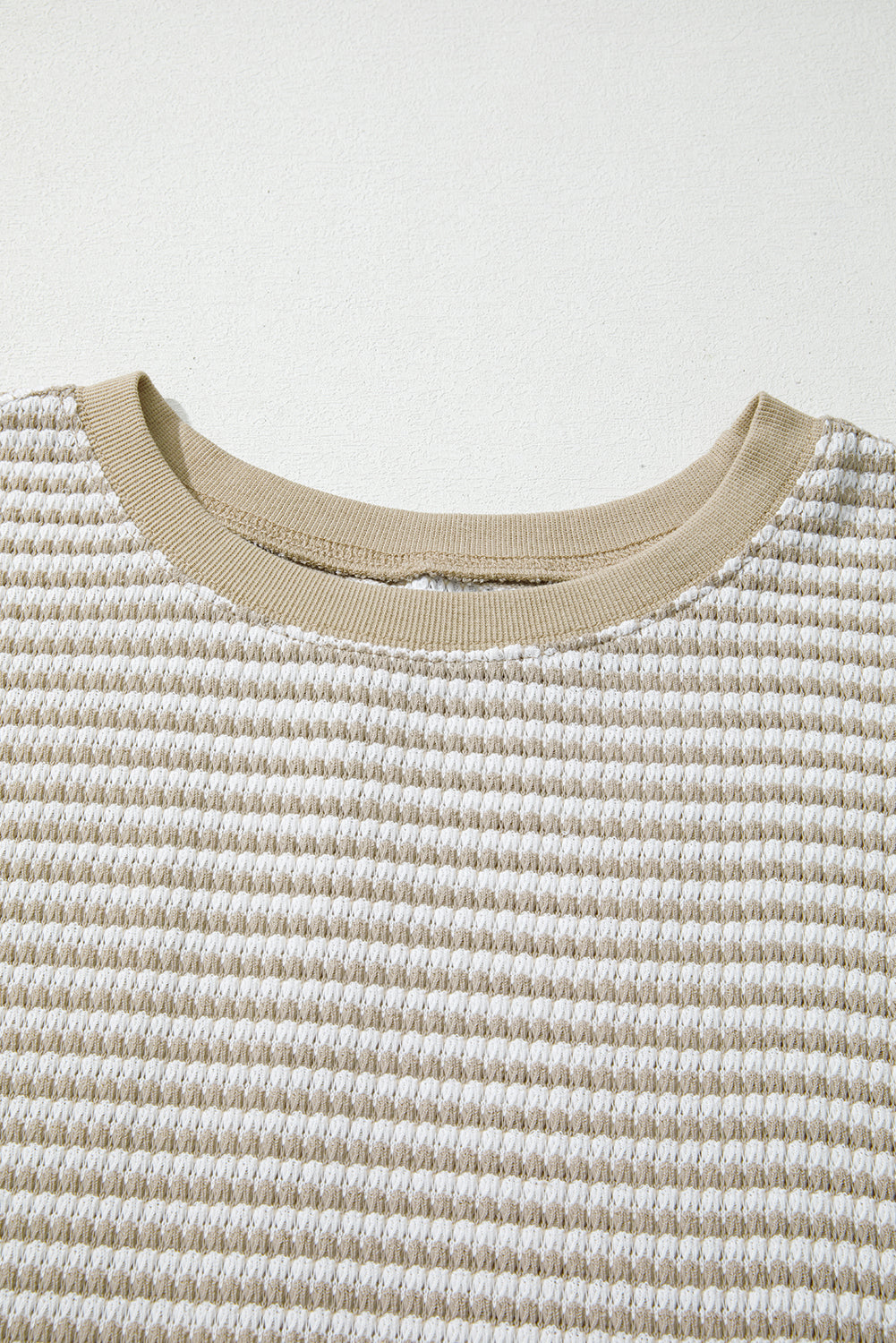Plus Size Stripe Knit Ribbed Long Sleeve Top
