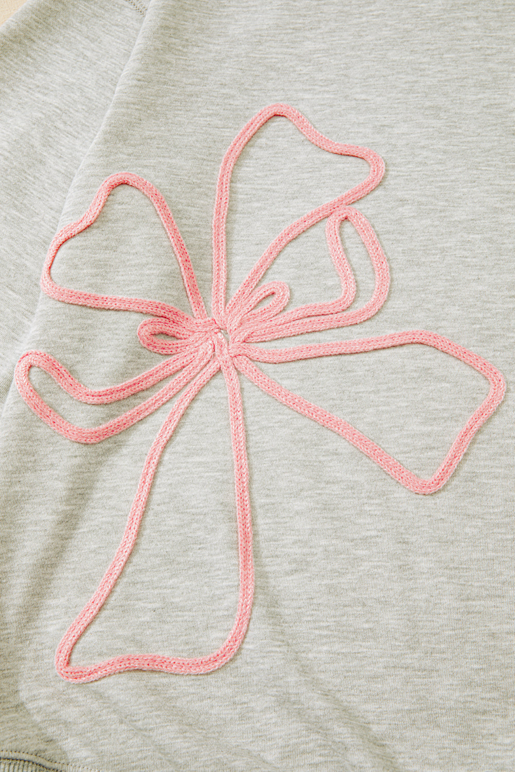 Plus Size Bow Embroidered Drop Shoulder Sweatshirt