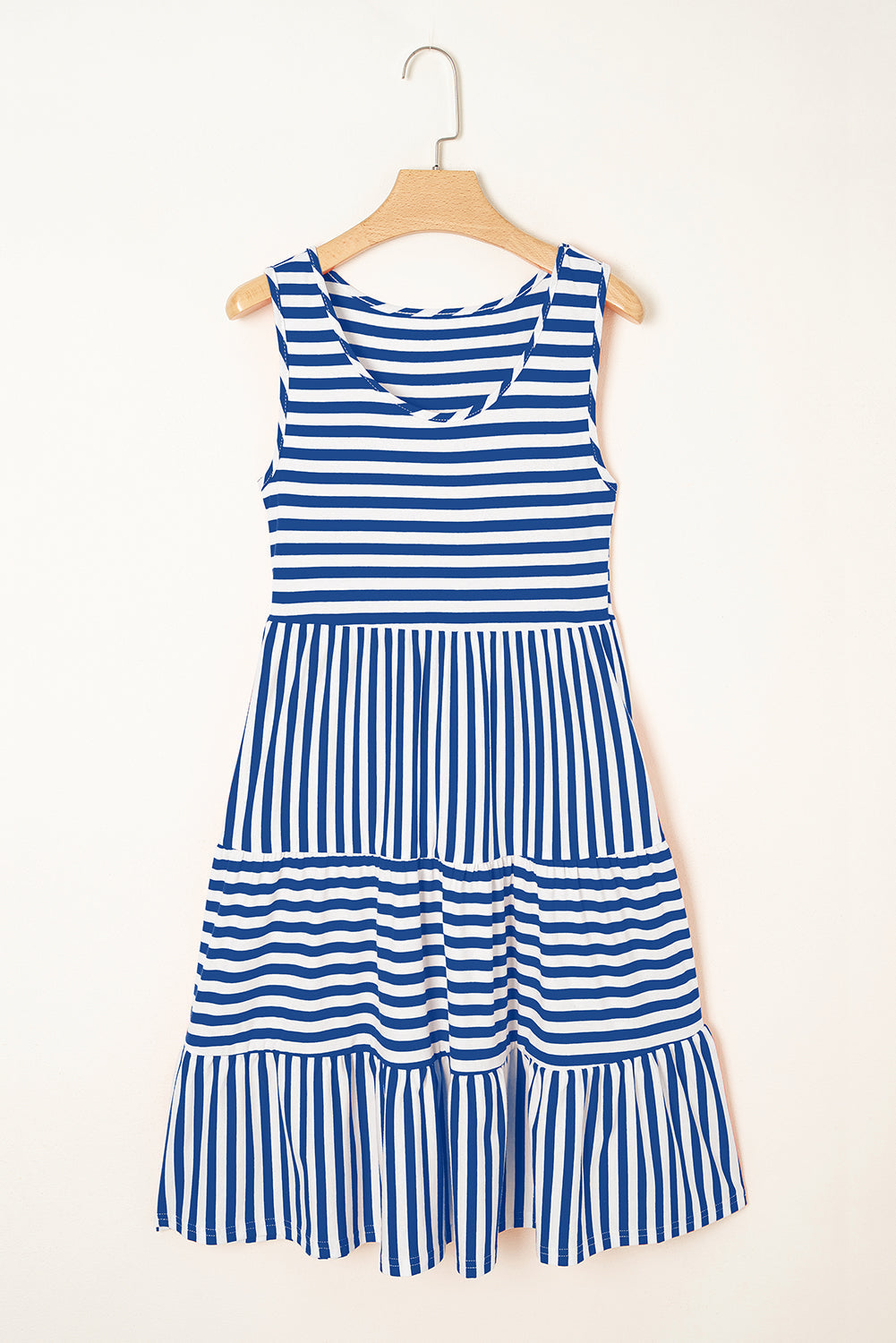 Stripe Sleeveless Tiered Mini Dress