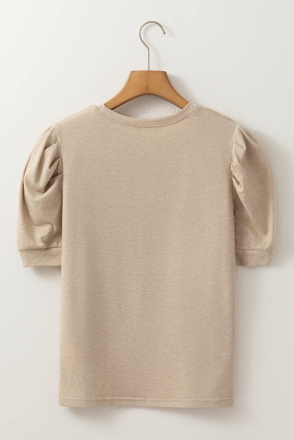 Solid Ruched Puff Sleeve T-Shirt