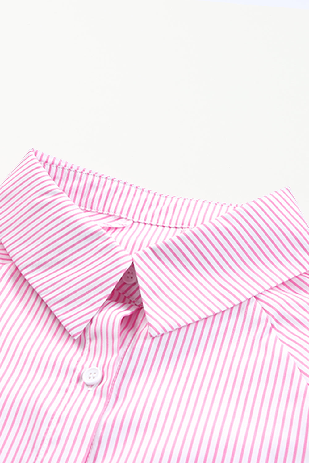 Stripe Smocked Cuff Buttoned Shirt