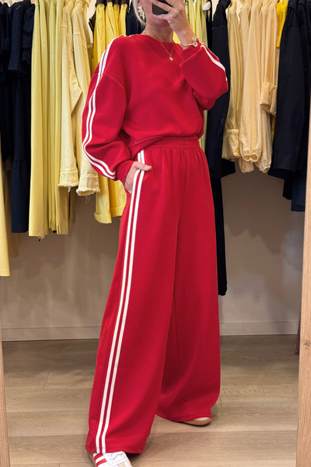 Varsity Stripe Crewneck Pullover and Sweatpants Set