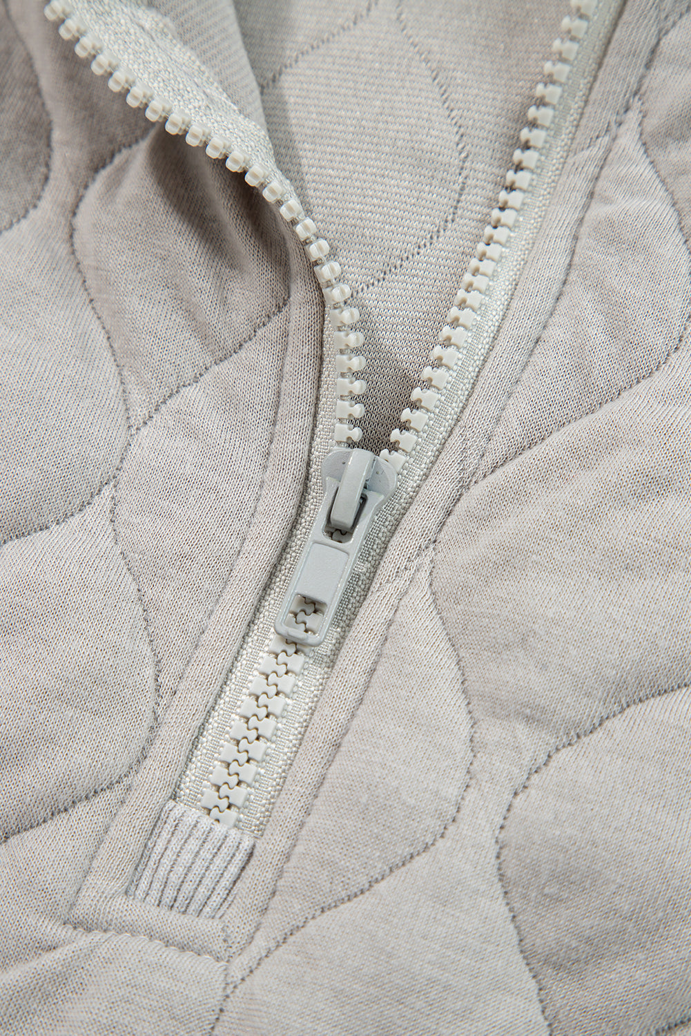 Plus Size Solid Quilted Quarter Zip Hoodie