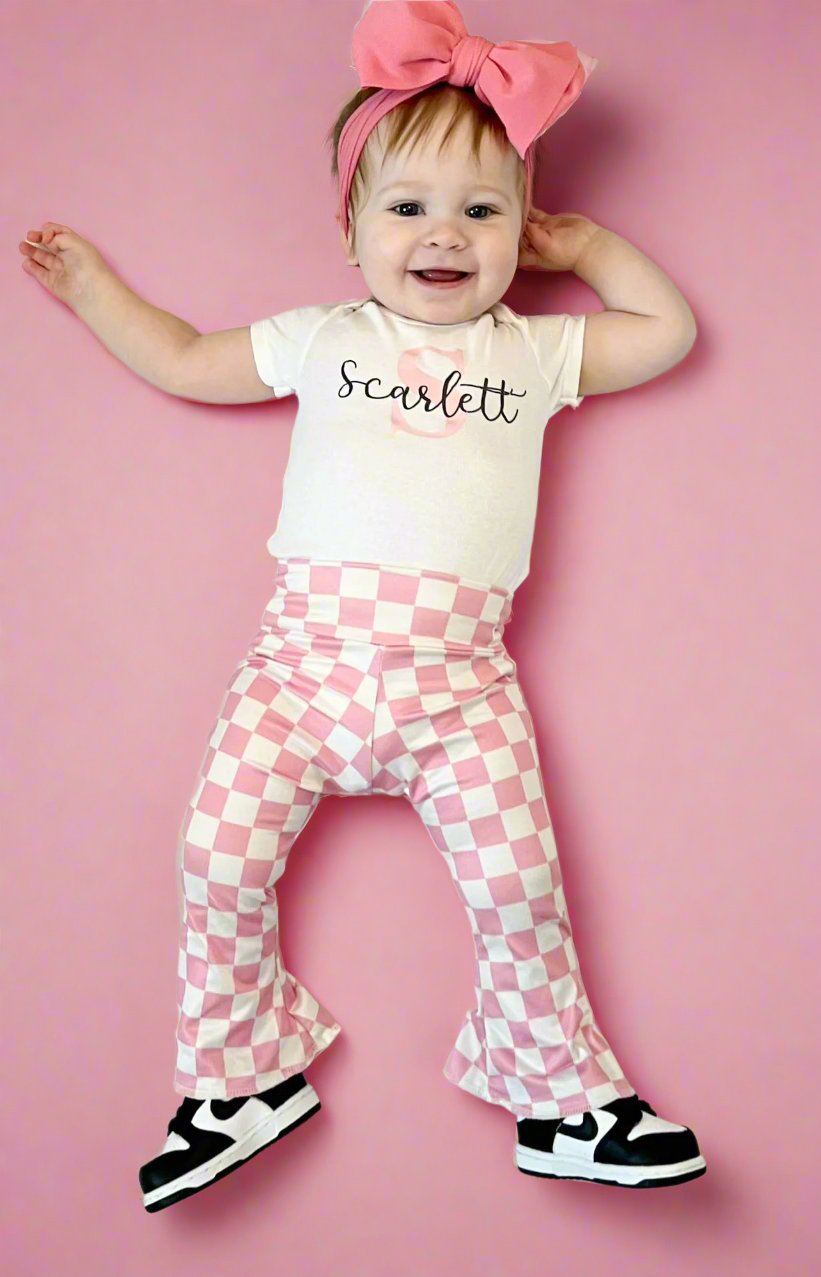 Pink Checker Baby Bell Bottoms