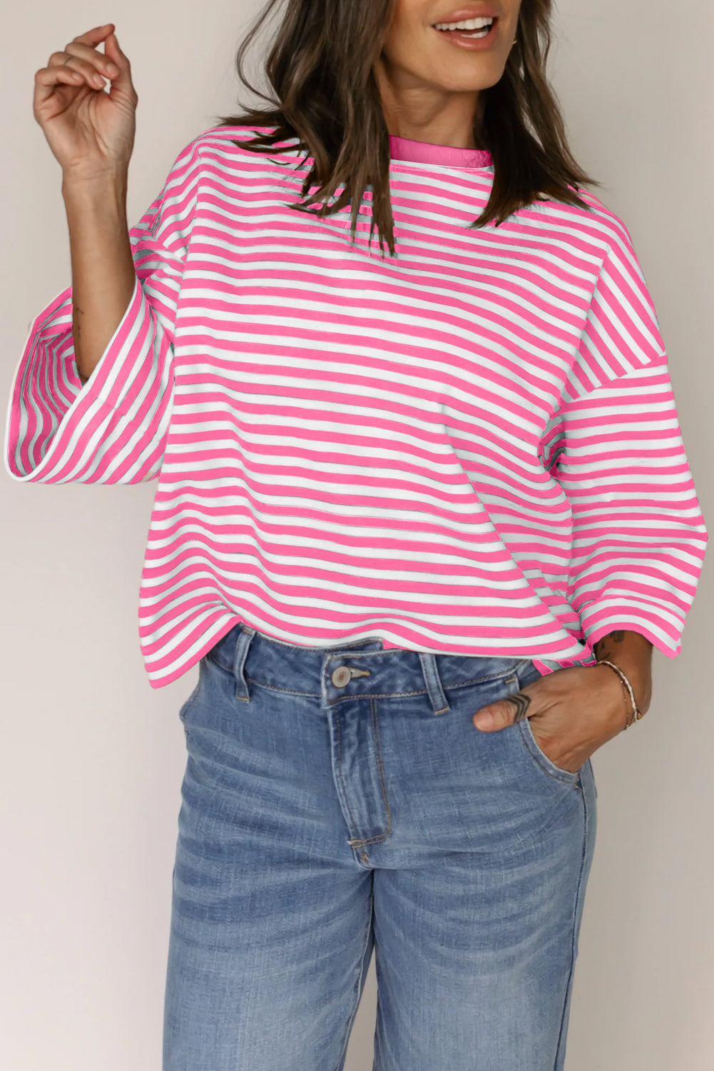 Stripe Bow Back Cutout Tee
