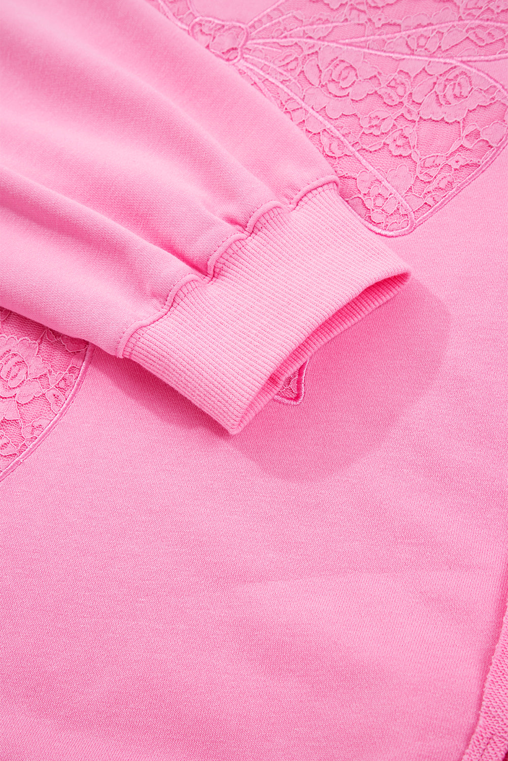 Plus Size Bow Lace Embroidered Dolman Sleeve Sweatshirt