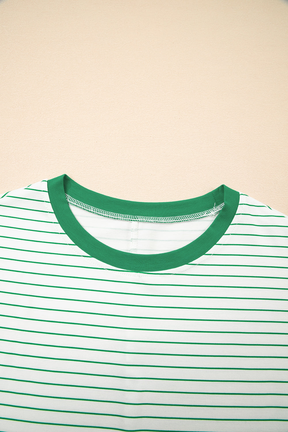 Stripe Ruffle Sleeve T-Shirt Dress