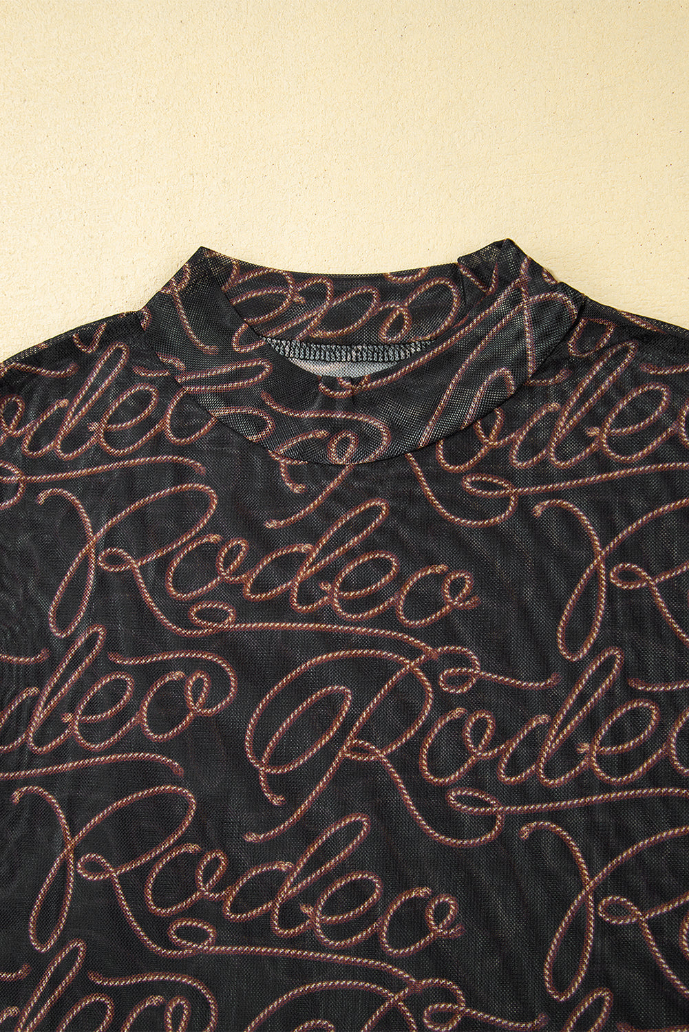 Western Rodeo Mesh Mock Neck Top