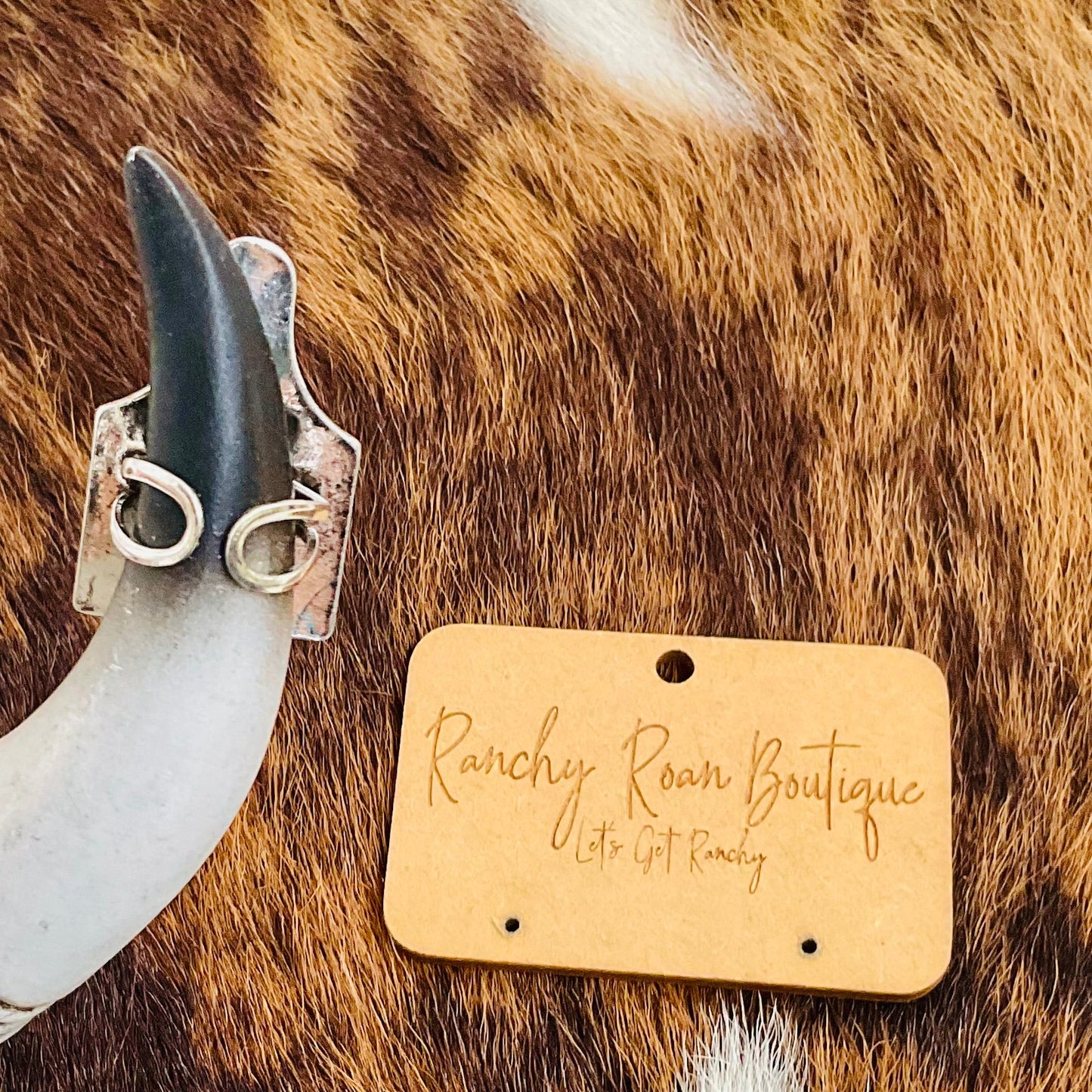 Western Checker Cow Head Cow Tag Cuff Ring