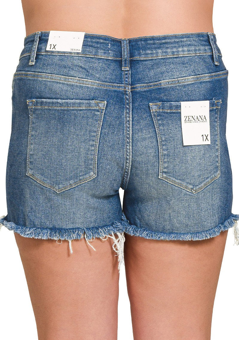 Zenana Plus Frayed Denim Shorts – Effortlessly Cool with Raw Edge Detail