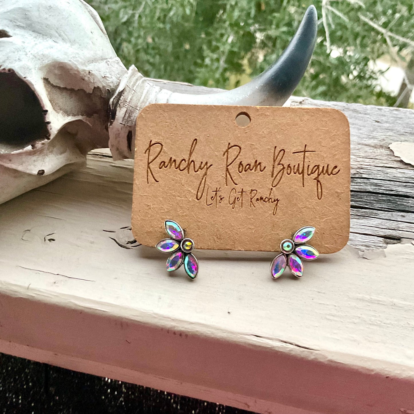 Western Iridescent Floral Stud Earrings