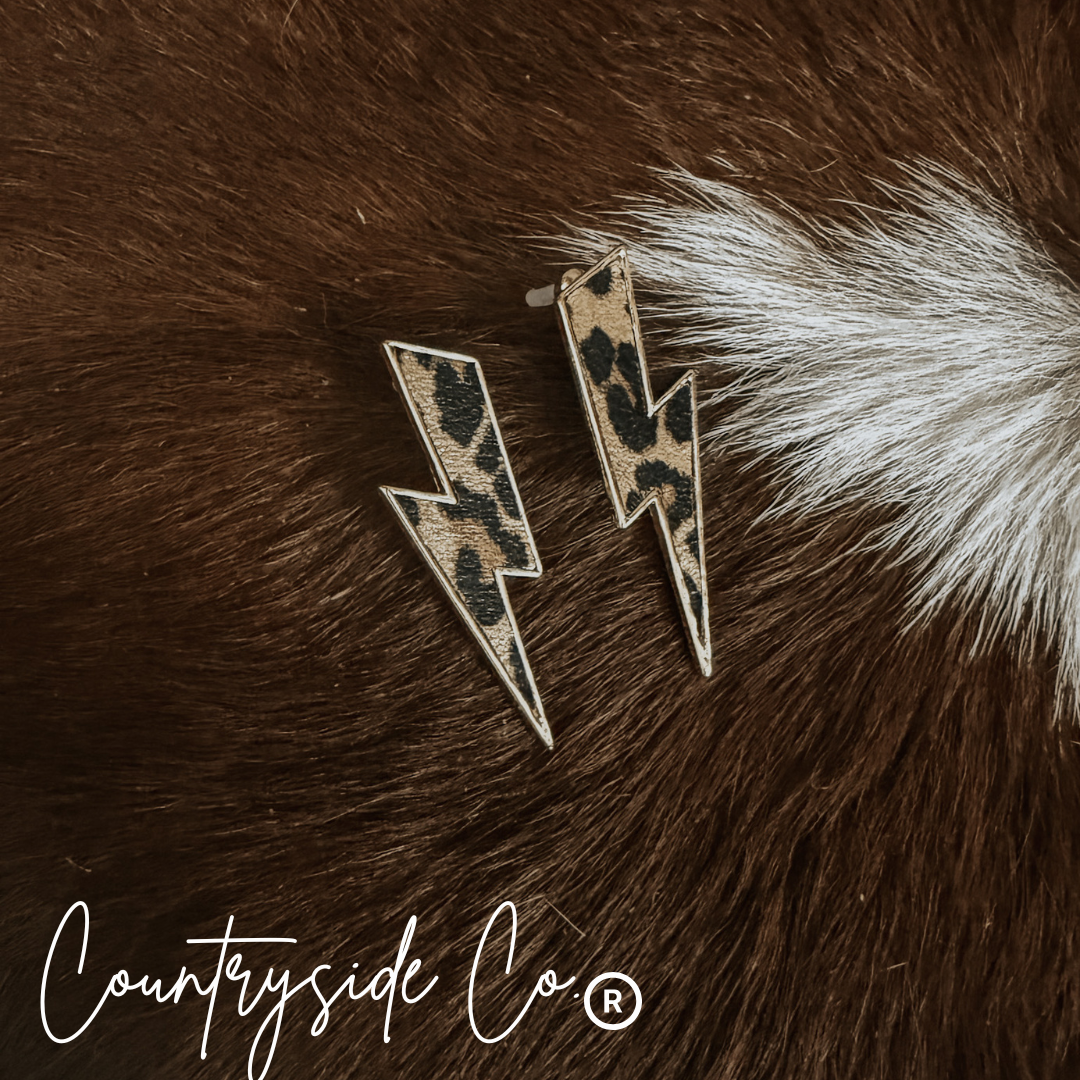 Leopard Bolt Earrings