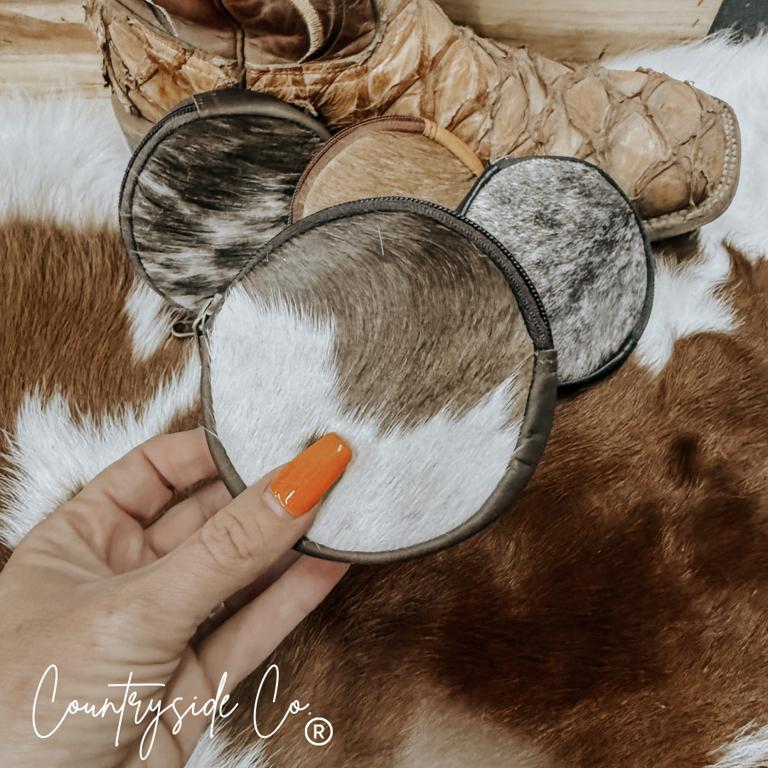 Cowhide Circle Pouch