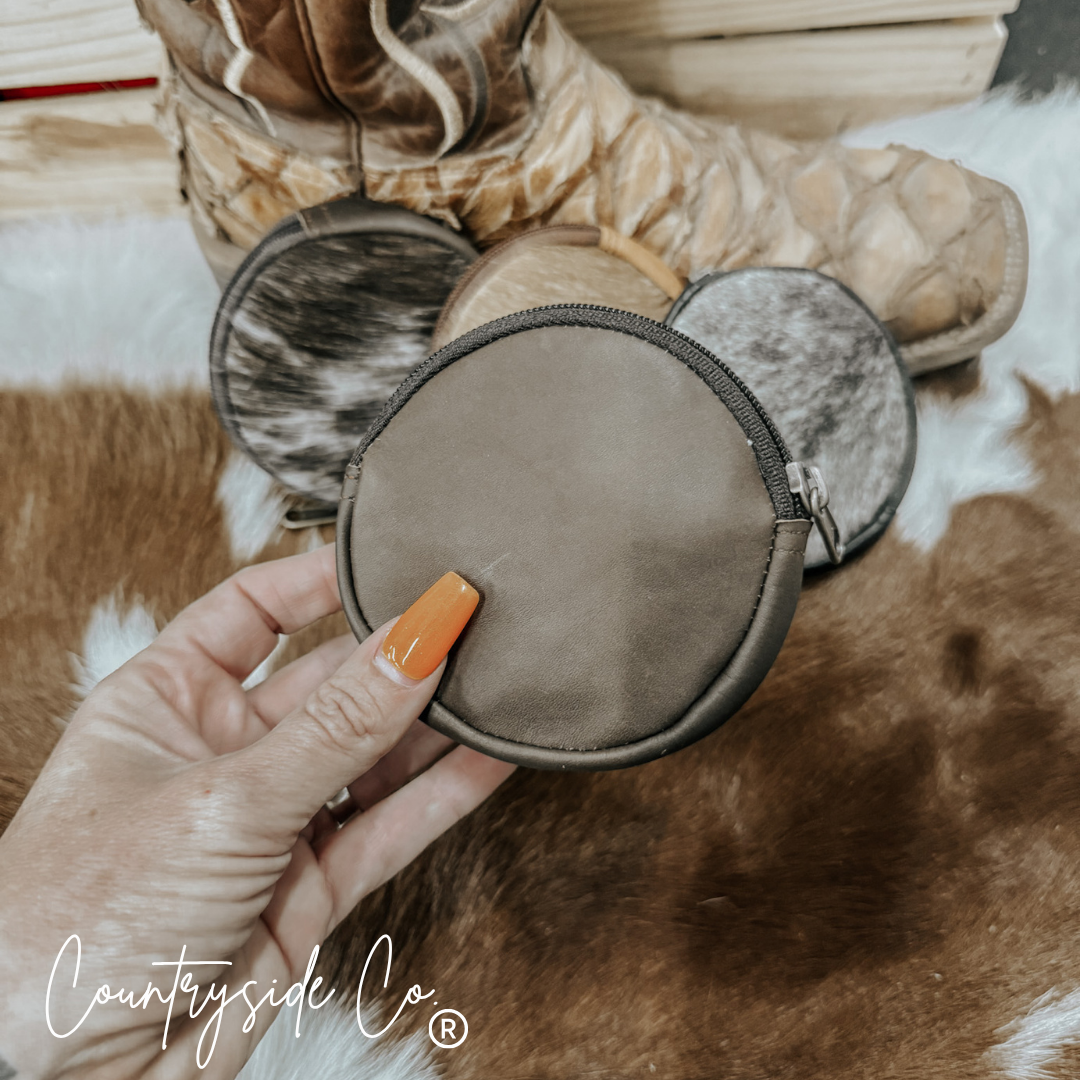 Cowhide Circle Pouch