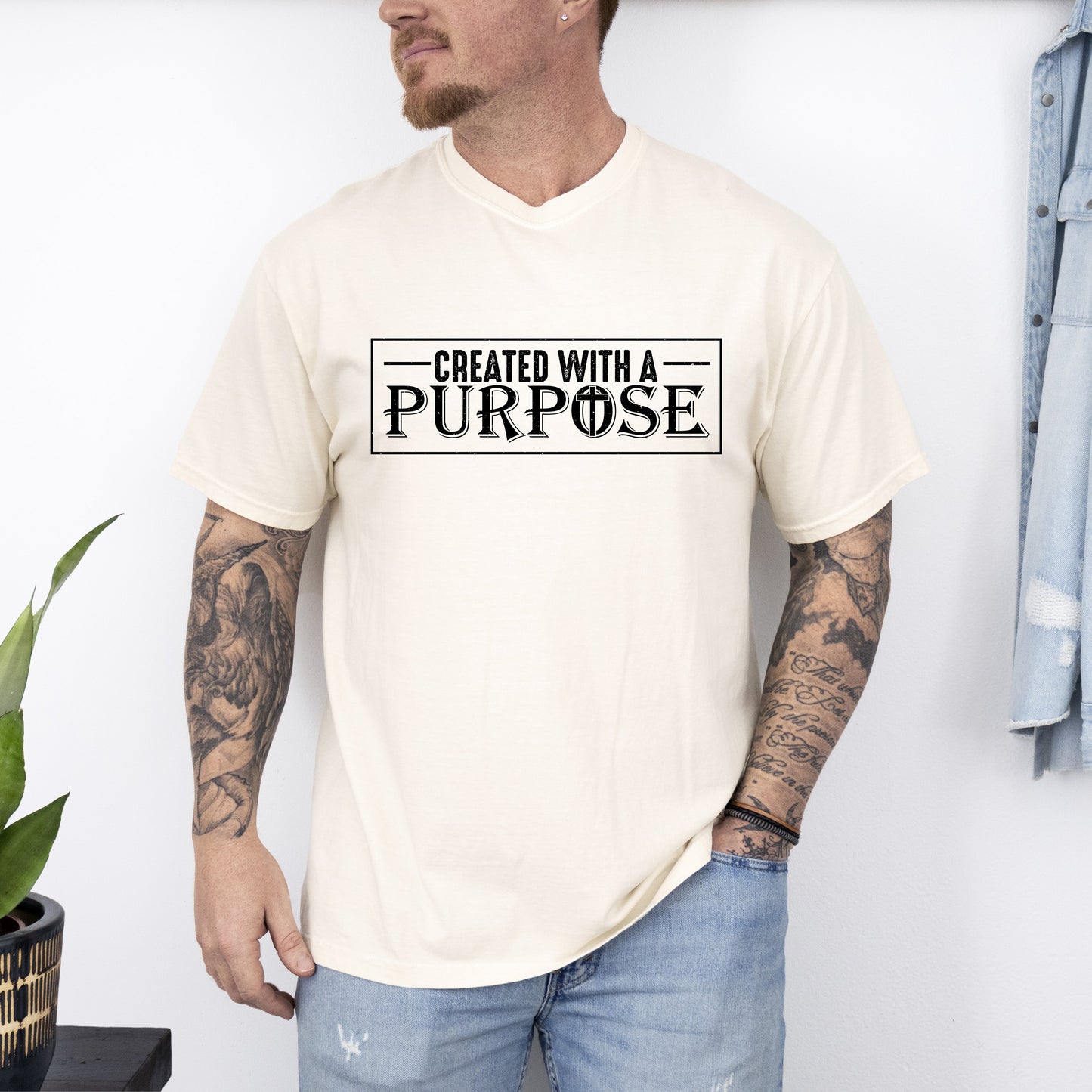 Created With A Purpose, Faith, Christian, Jesus, Gospel, Religious Tshirt Comfort Colors T-Shirt