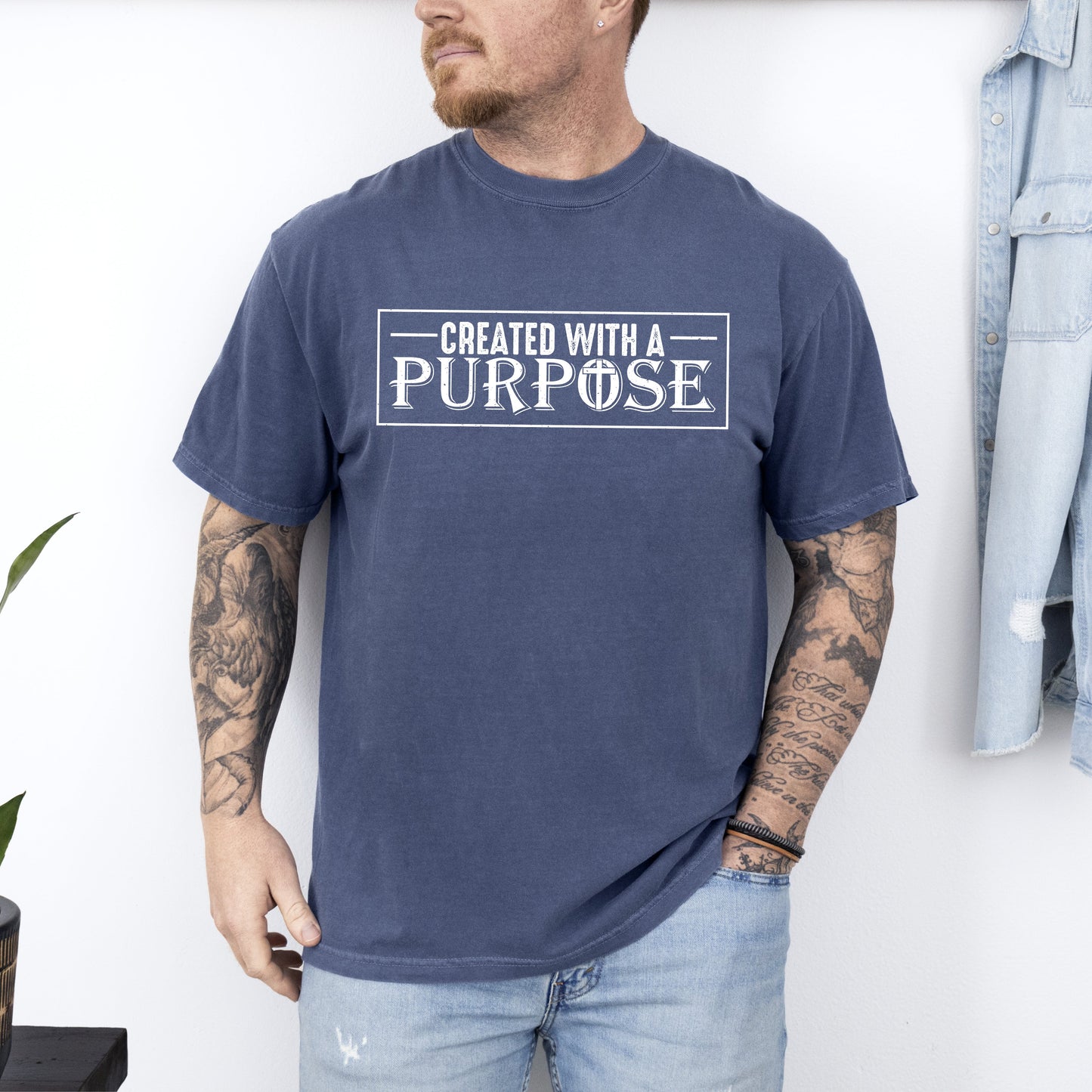 Created With A Purpose, Faith, Christian, Jesus, Gospel, Religious Tshirt Comfort Colors T-Shirt