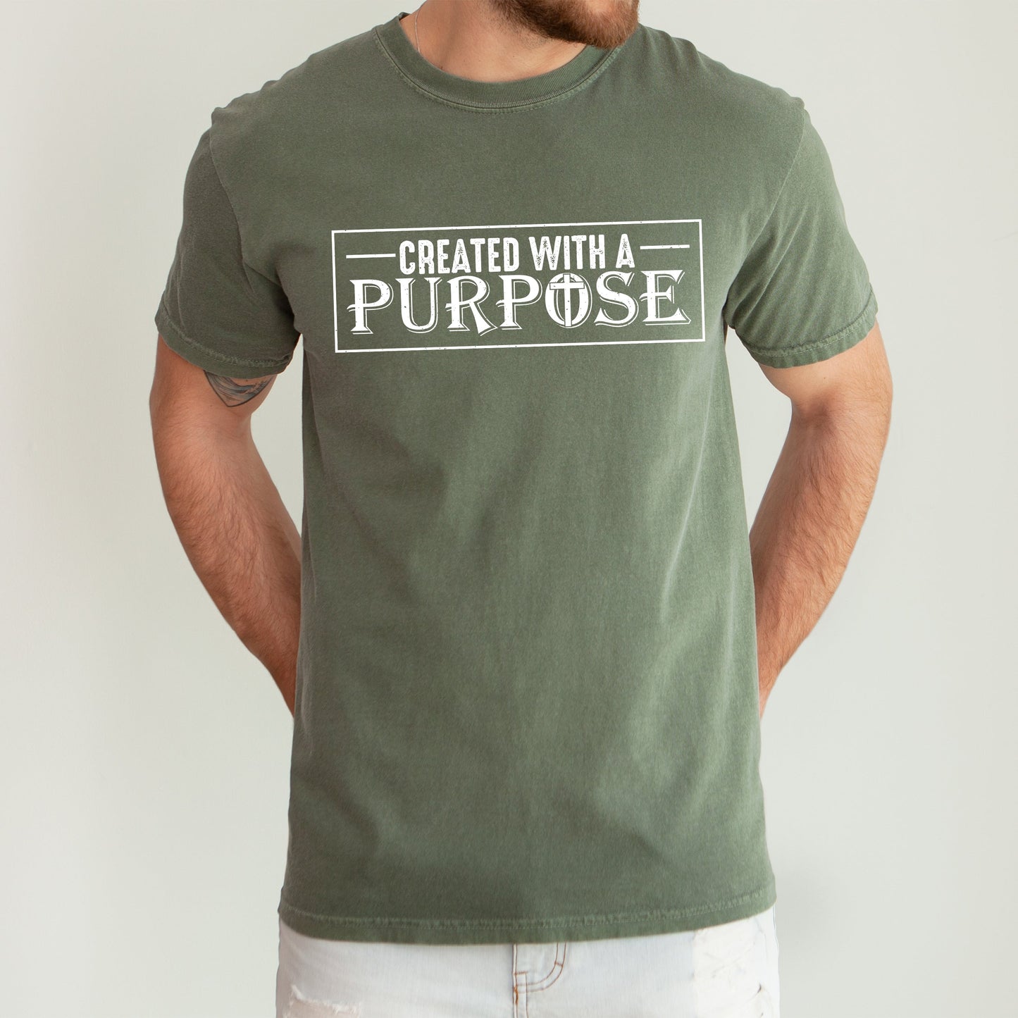 Created With A Purpose, Faith, Christian, Jesus, Gospel, Religious Tshirt Comfort Colors T-Shirt