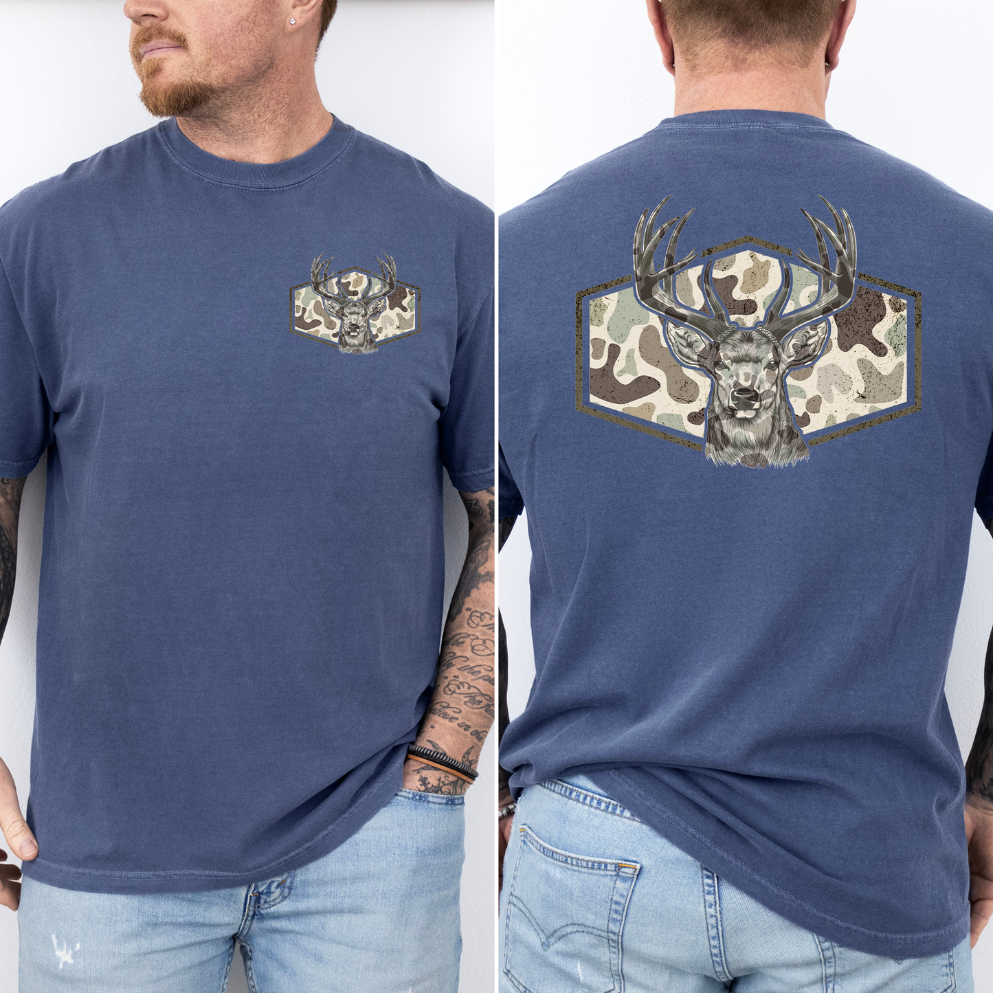 Deer Hunting, Camo, Camouflage, Dad, Father's Day, Husband, Guy Gift, Old School, Comfort Colors T-Shirt