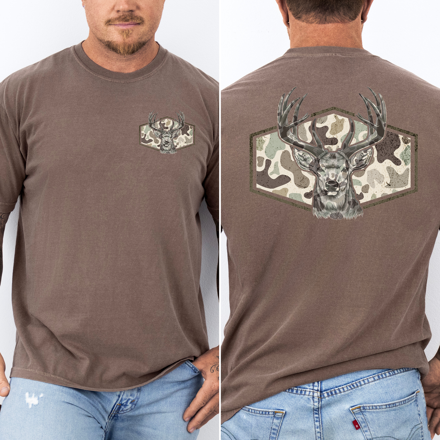 Deer Hunting, Camo, Camouflage, Dad, Father's Day, Husband, Guy Gift, Old School, Comfort Colors T-Shirt