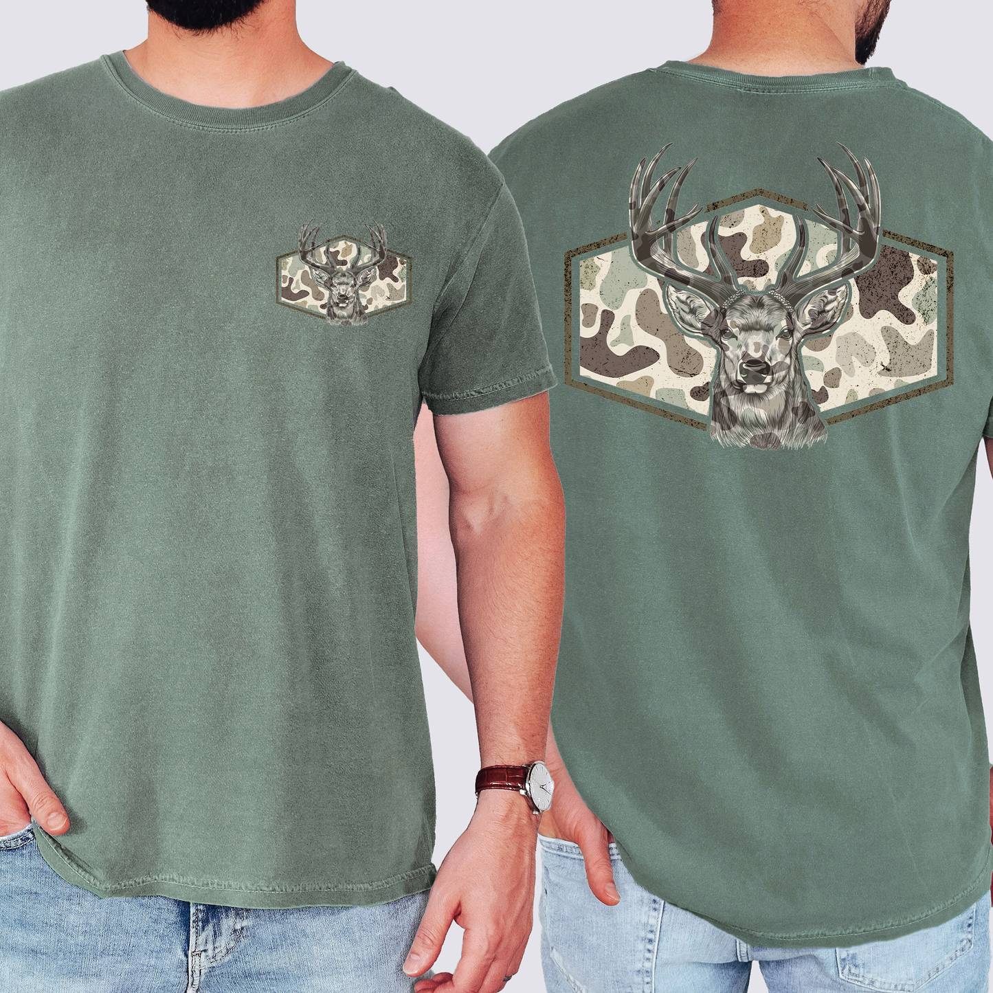 Deer Hunting, Camo, Camouflage, Dad, Father's Day, Husband, Guy Gift, Old School, Comfort Colors T-Shirt