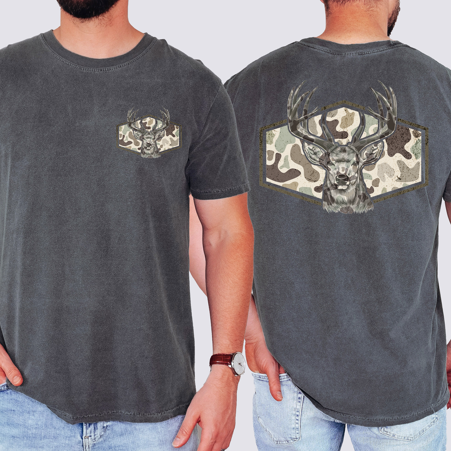 Deer Hunting, Camo, Camouflage, Dad, Father's Day, Husband, Guy Gift, Old School, Comfort Colors T-Shirt