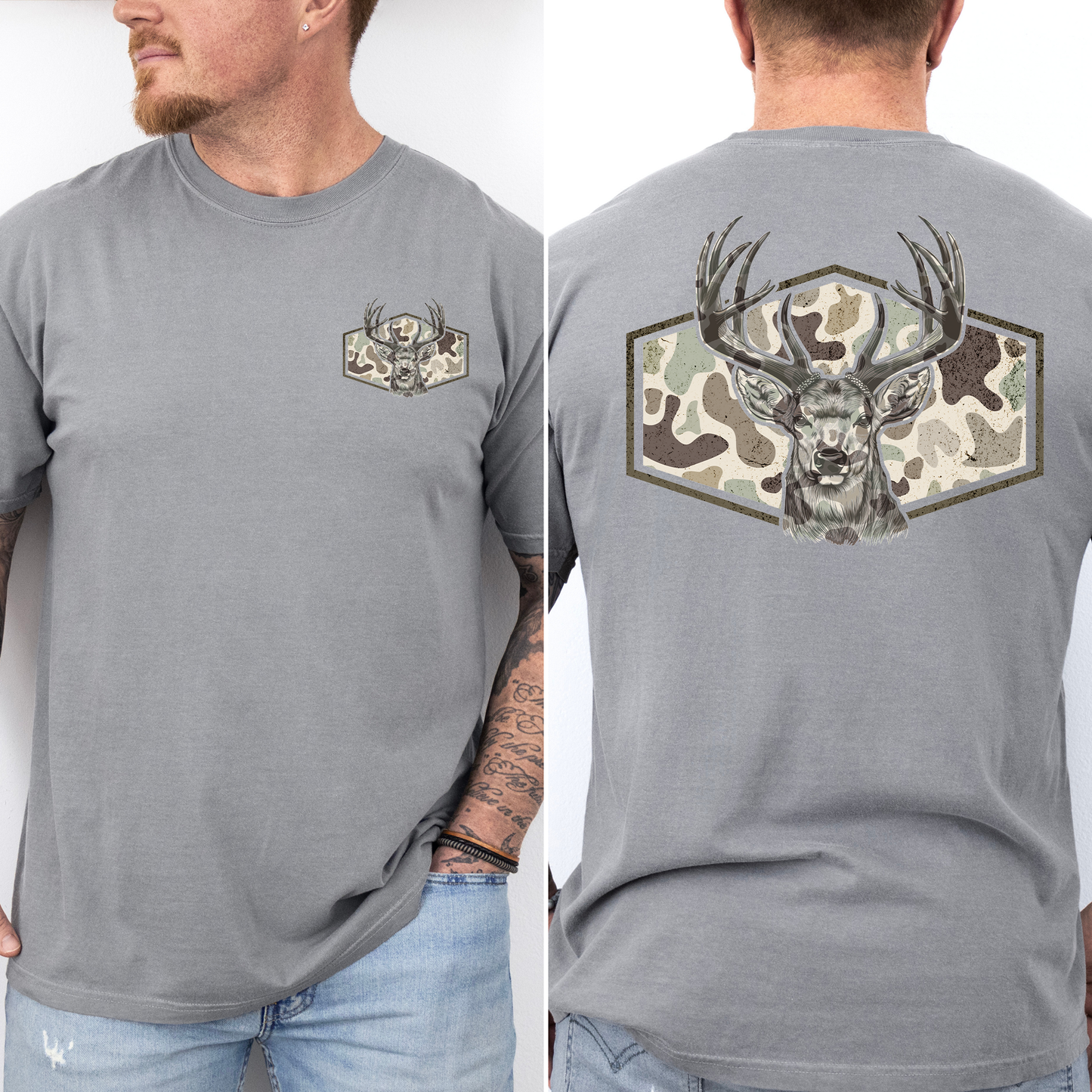 Deer Hunting, Camo, Camouflage, Dad, Father's Day, Husband, Guy Gift, Old School, Comfort Colors T-Shirt