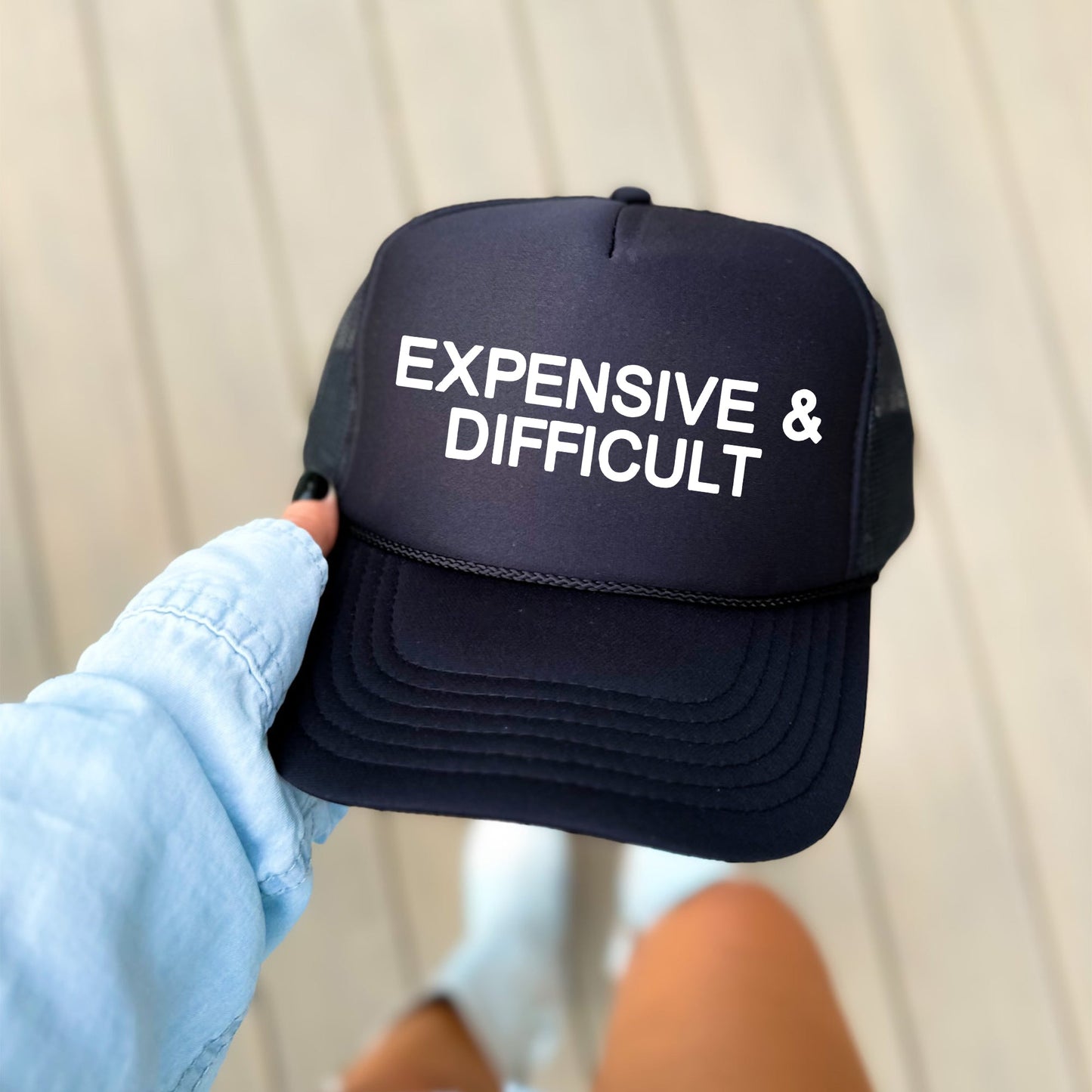 Expensive & Difficult, Sassy, Funny, Black Snapback Trucker Hat