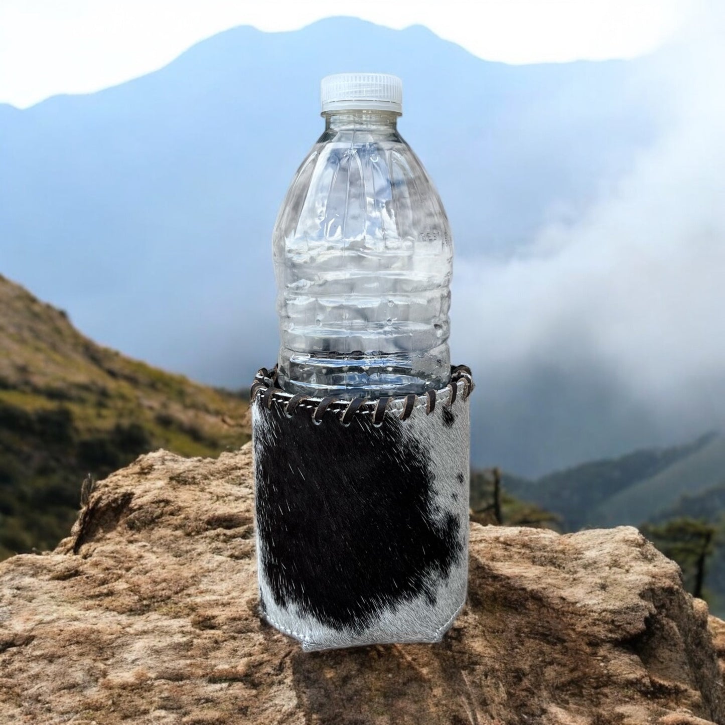 Black cowhide Koozie