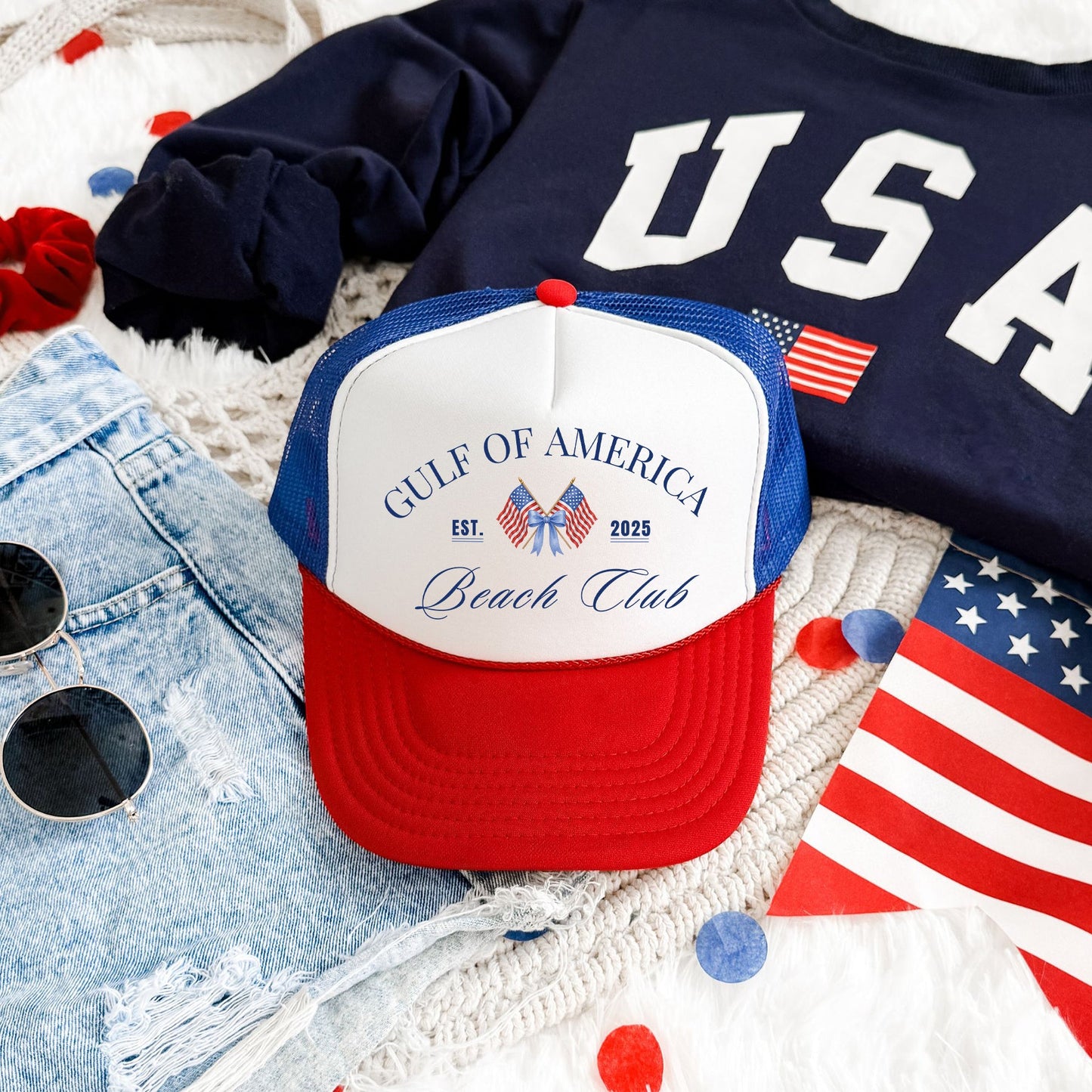 Gulf Of America Social Club, Patriotic, Snapback Trucker Hat