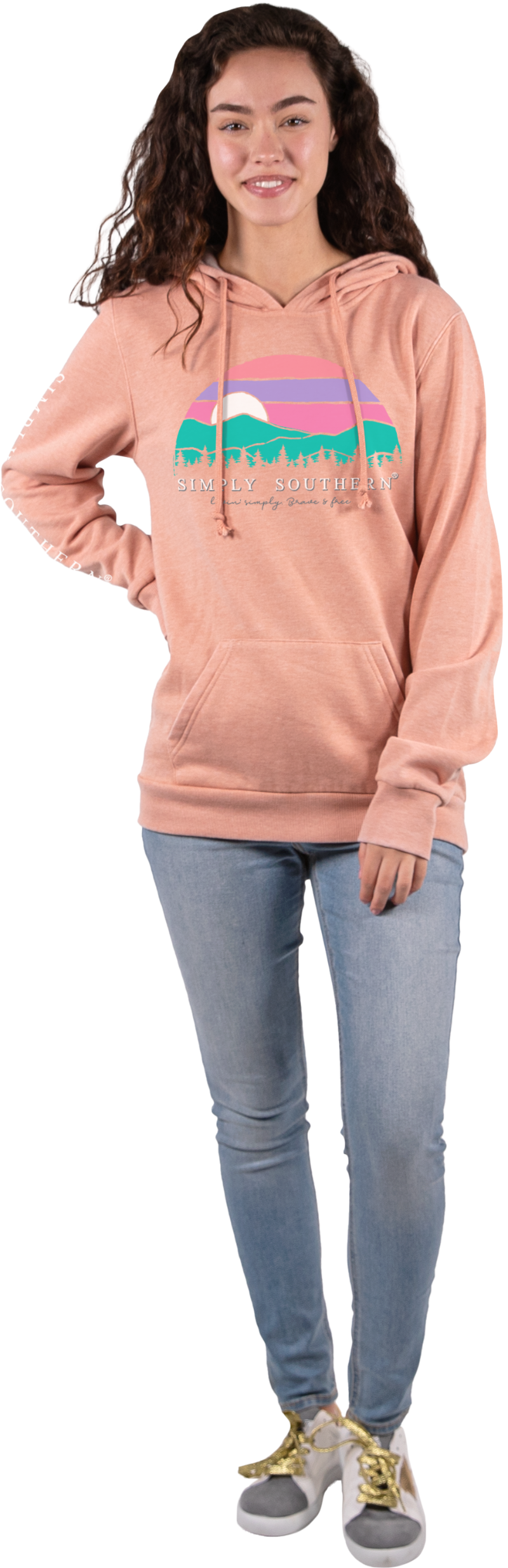 Sunset - Livin Simply Brave and Free - SS - F22 - Adult Hoodie