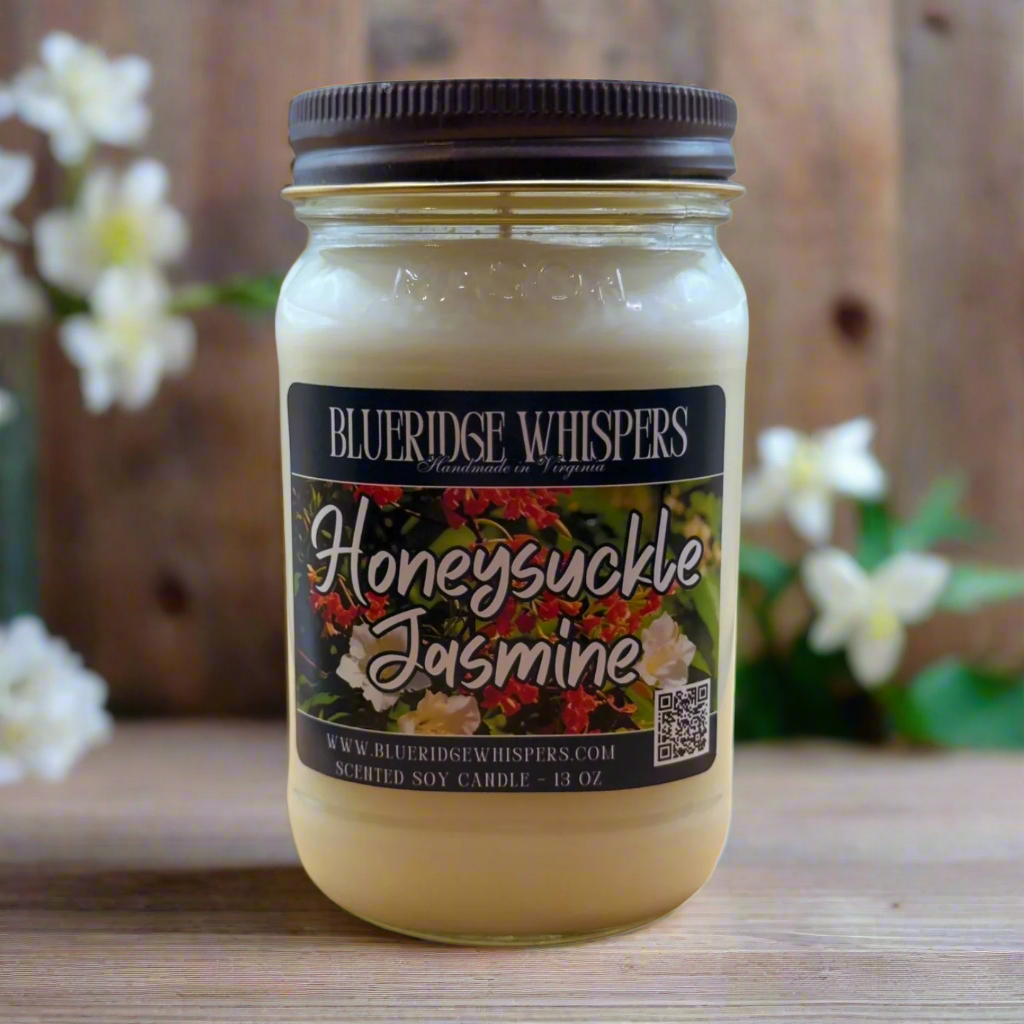 Honeysuckle Jasmine – Southern Floral Soy Candle | 16 oz Mason Jar