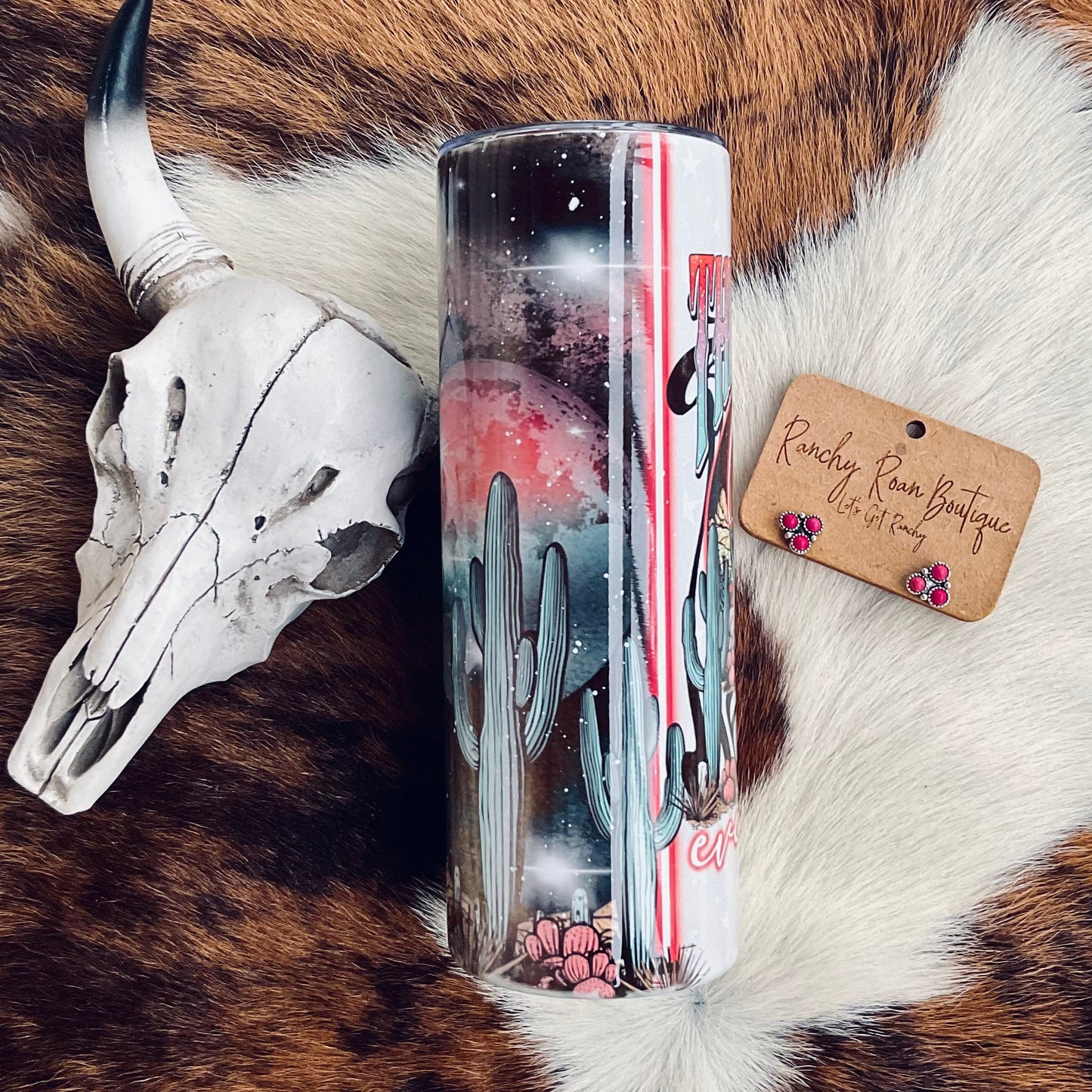 Hot July Moon Cowgirl Western Skinny Tumbler