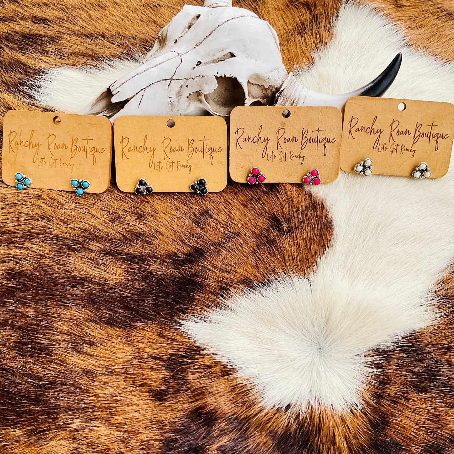 Western Triangle Stone Stud Earrings