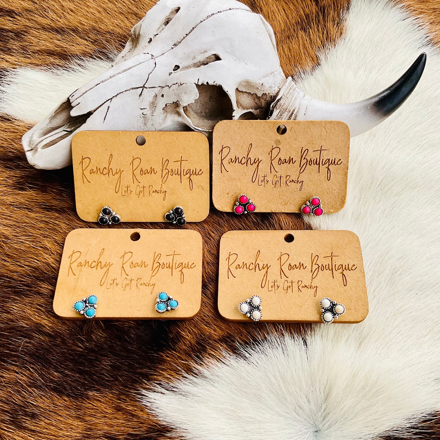 Western Triangle Stone Stud Earrings