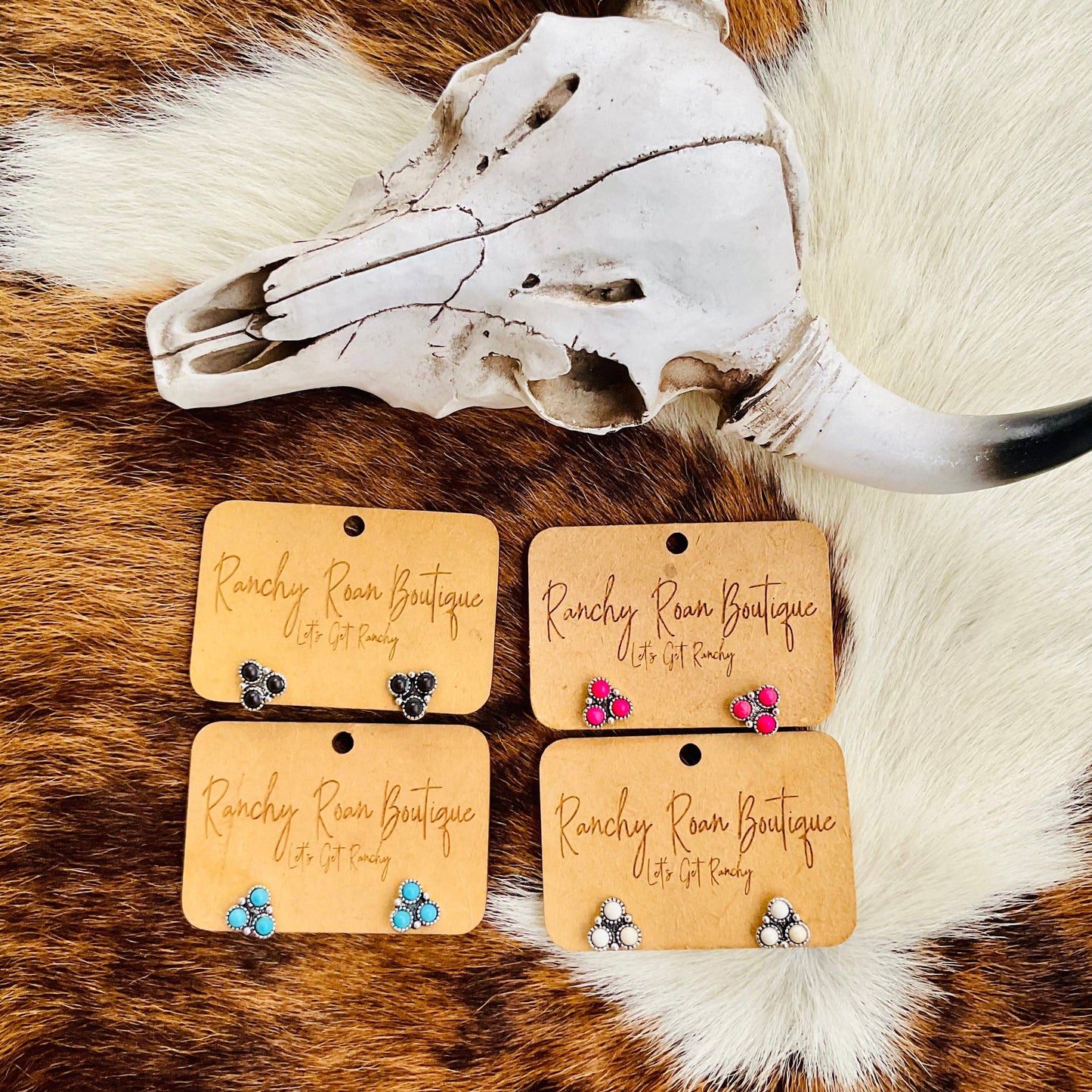 Western Triangle Stone Stud Earrings