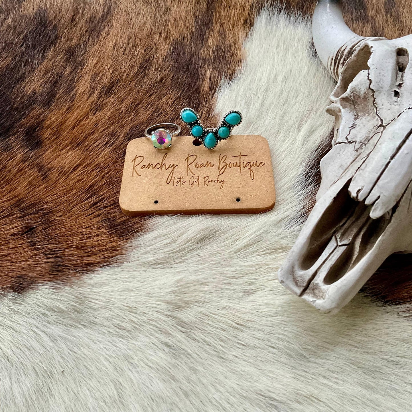 Western Tiara Shape Stone Turquoise Ring
