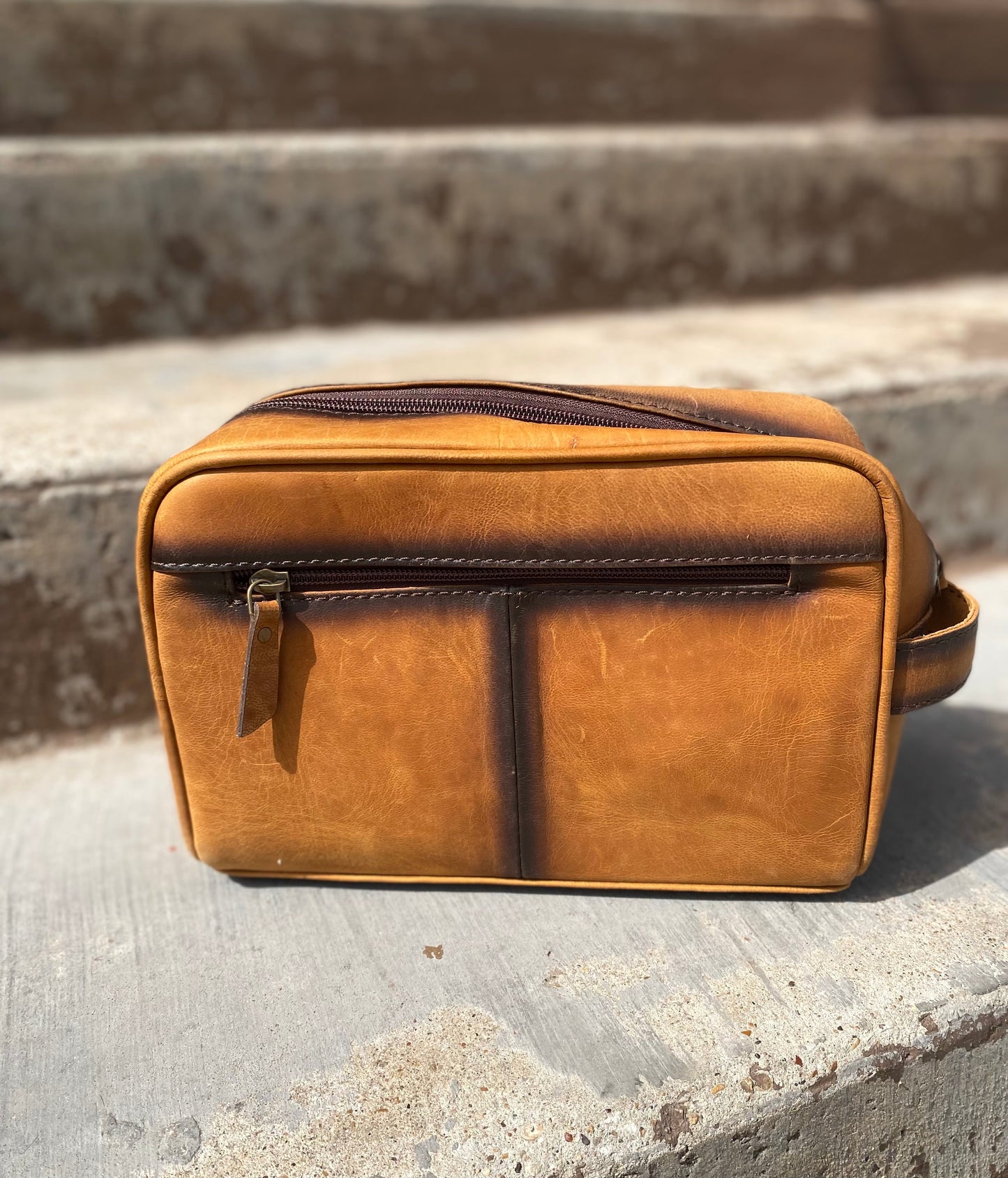 Genuine Leather & Tooled Toiletry Bag