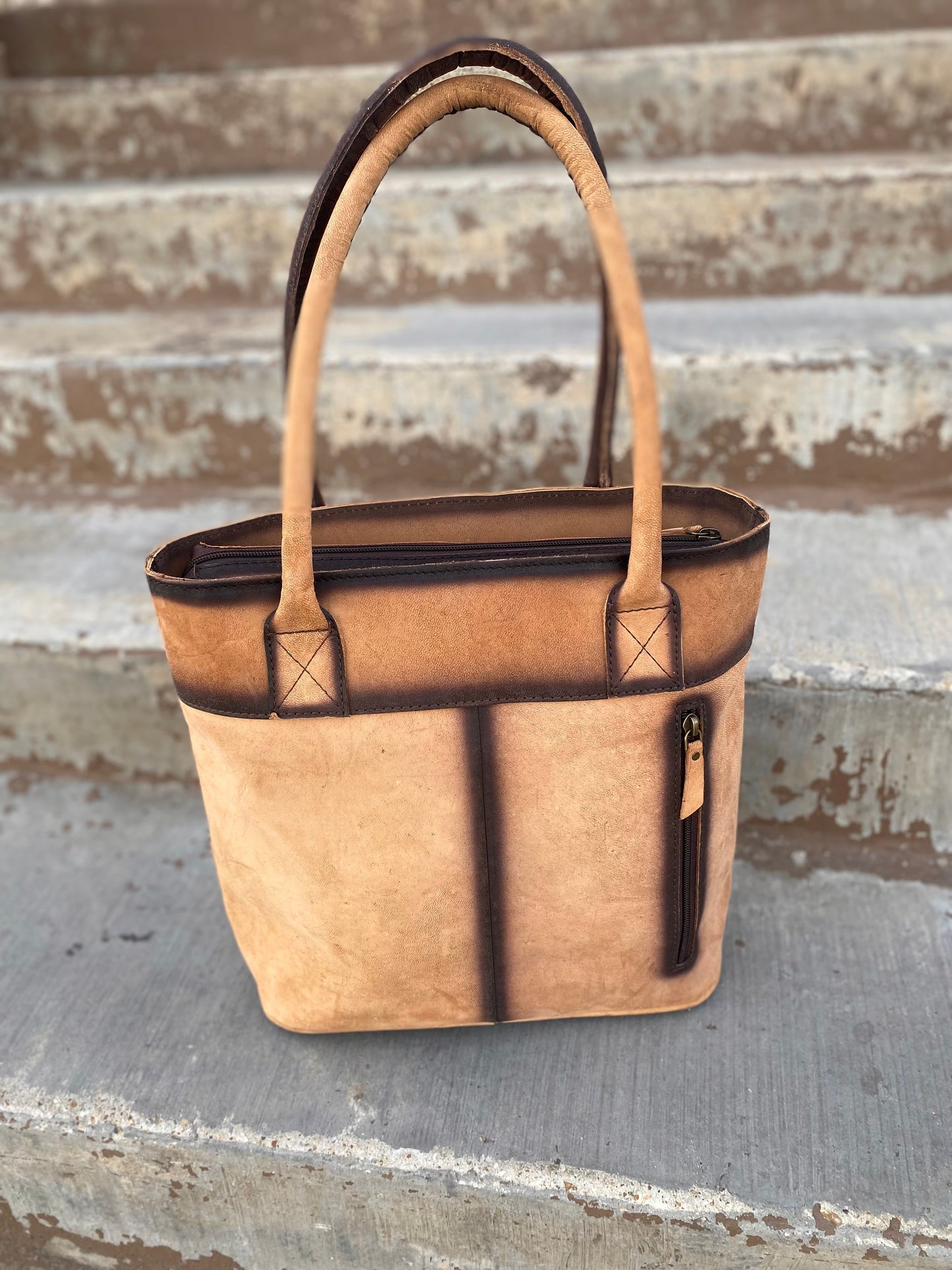 All Burn Leather Tote Bag