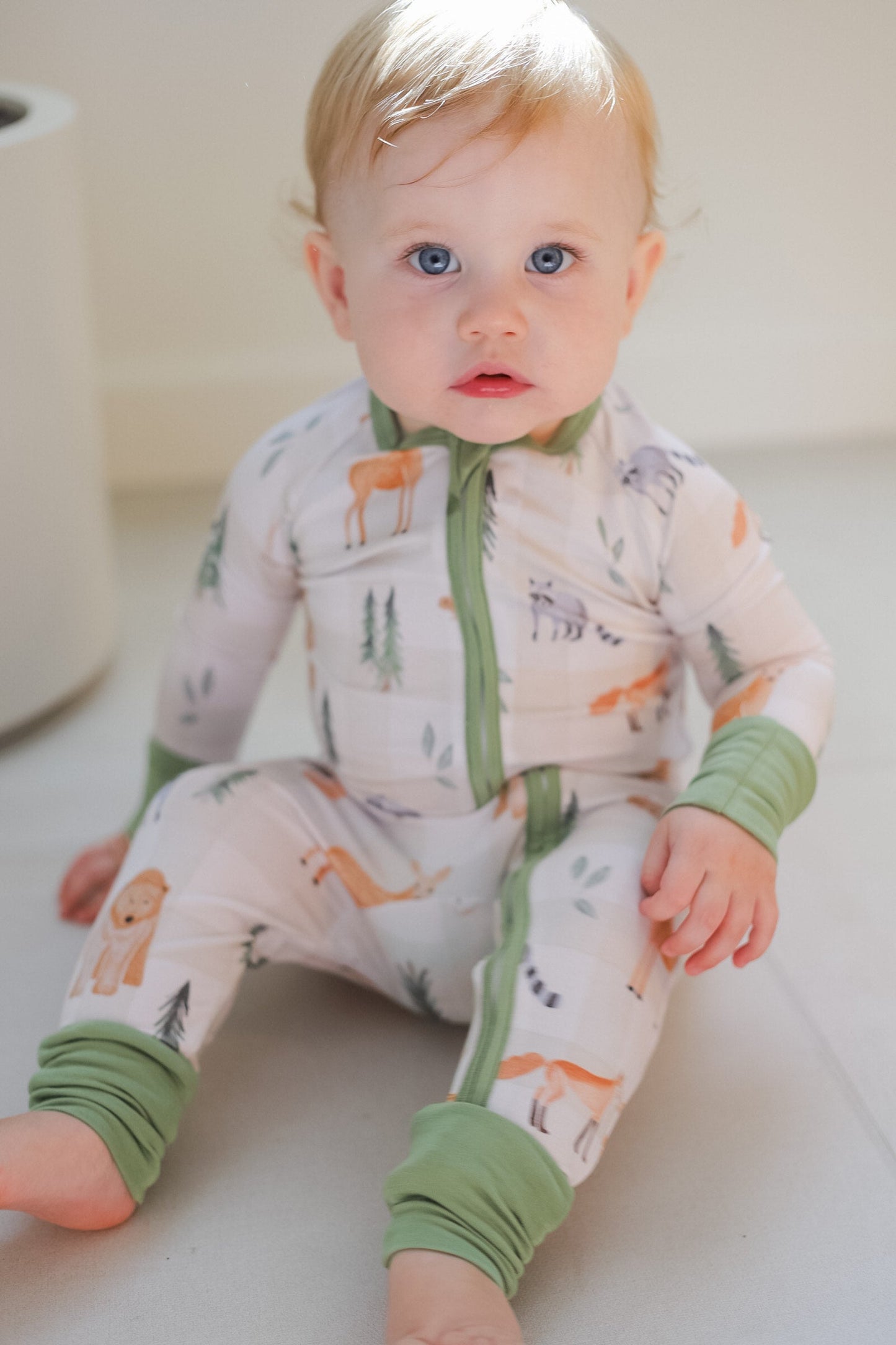 Woodland Animal Bamboo Zipper Romper