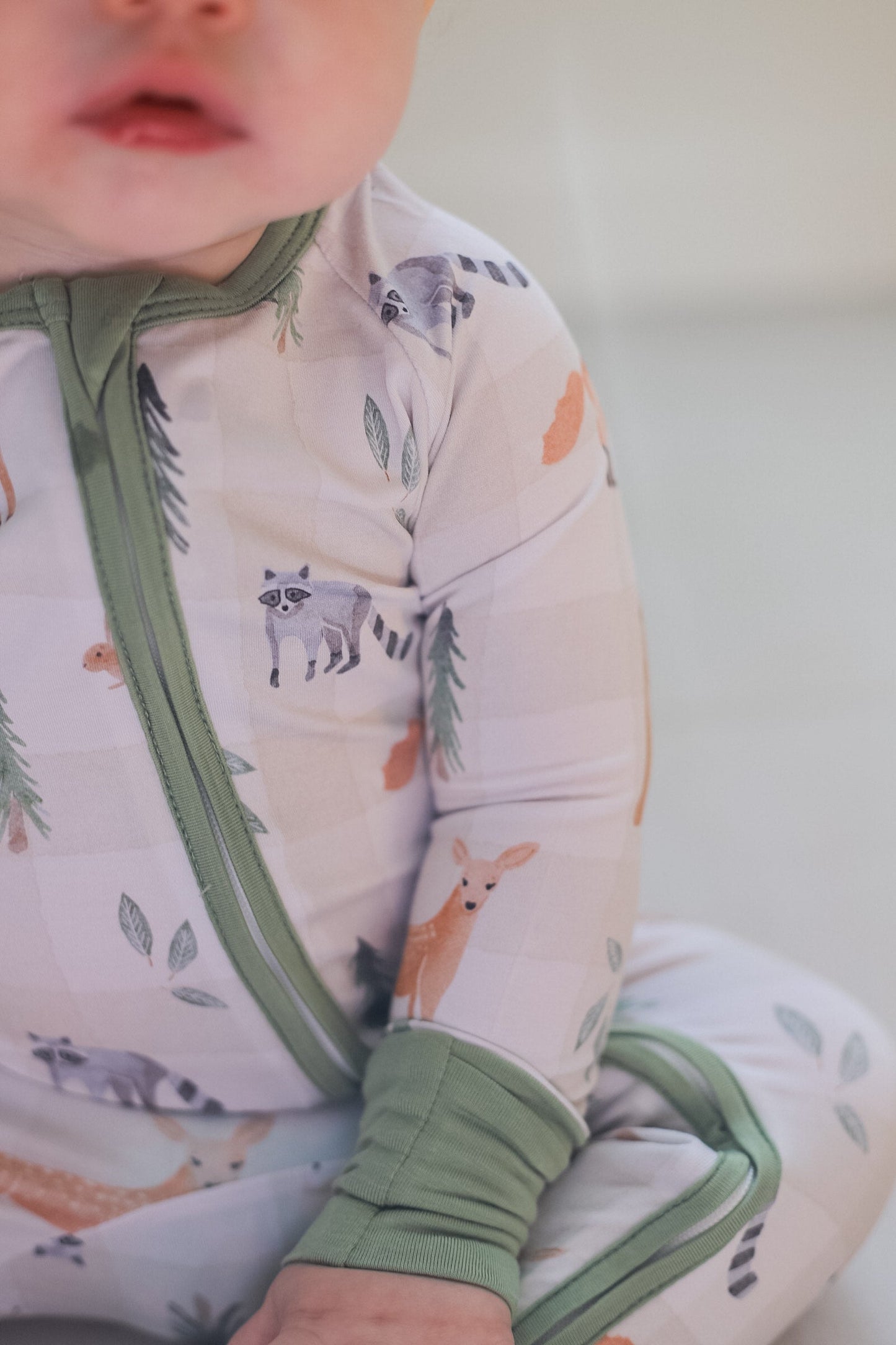 Woodland Animal Bamboo Zipper Romper