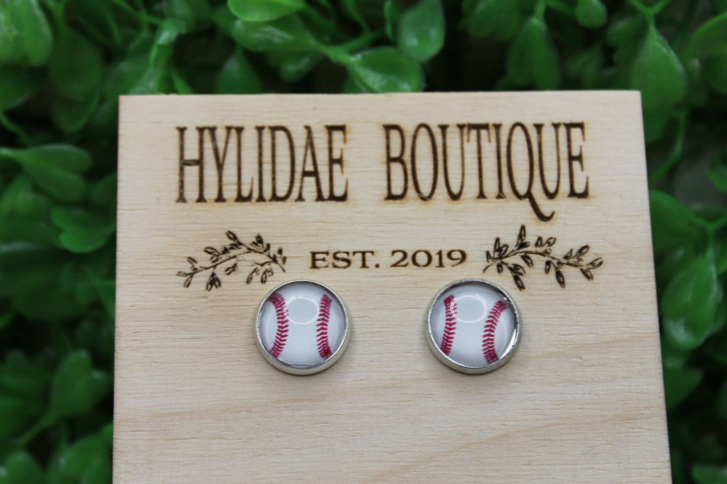 Baseball Glass Stud Earrings