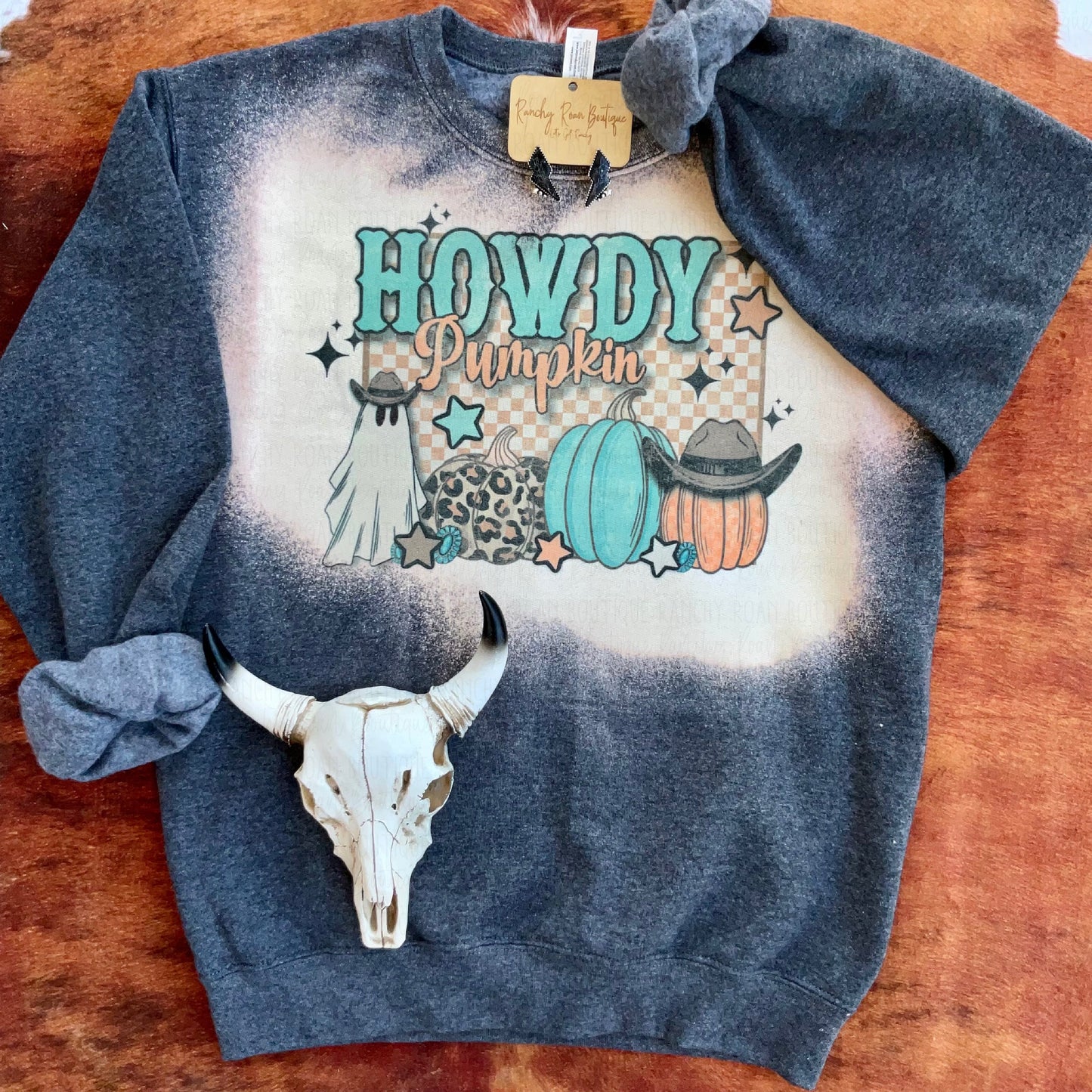 Howdy Pumpkin Turquoise Western Sweatshirt