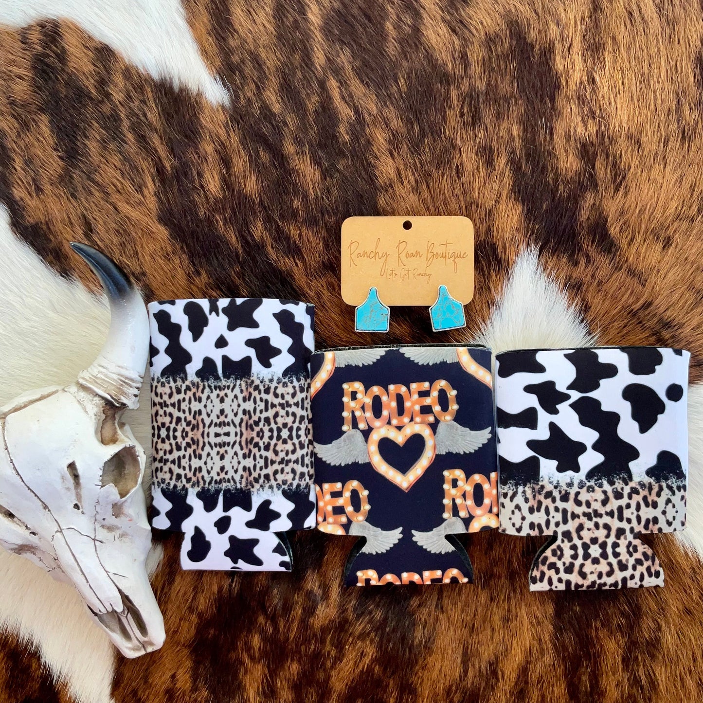 Cow Print Western Slim Koozie