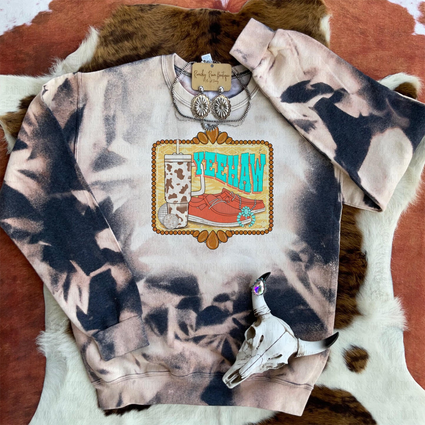 YeeHaw Cow Cup Western Sweatshirt